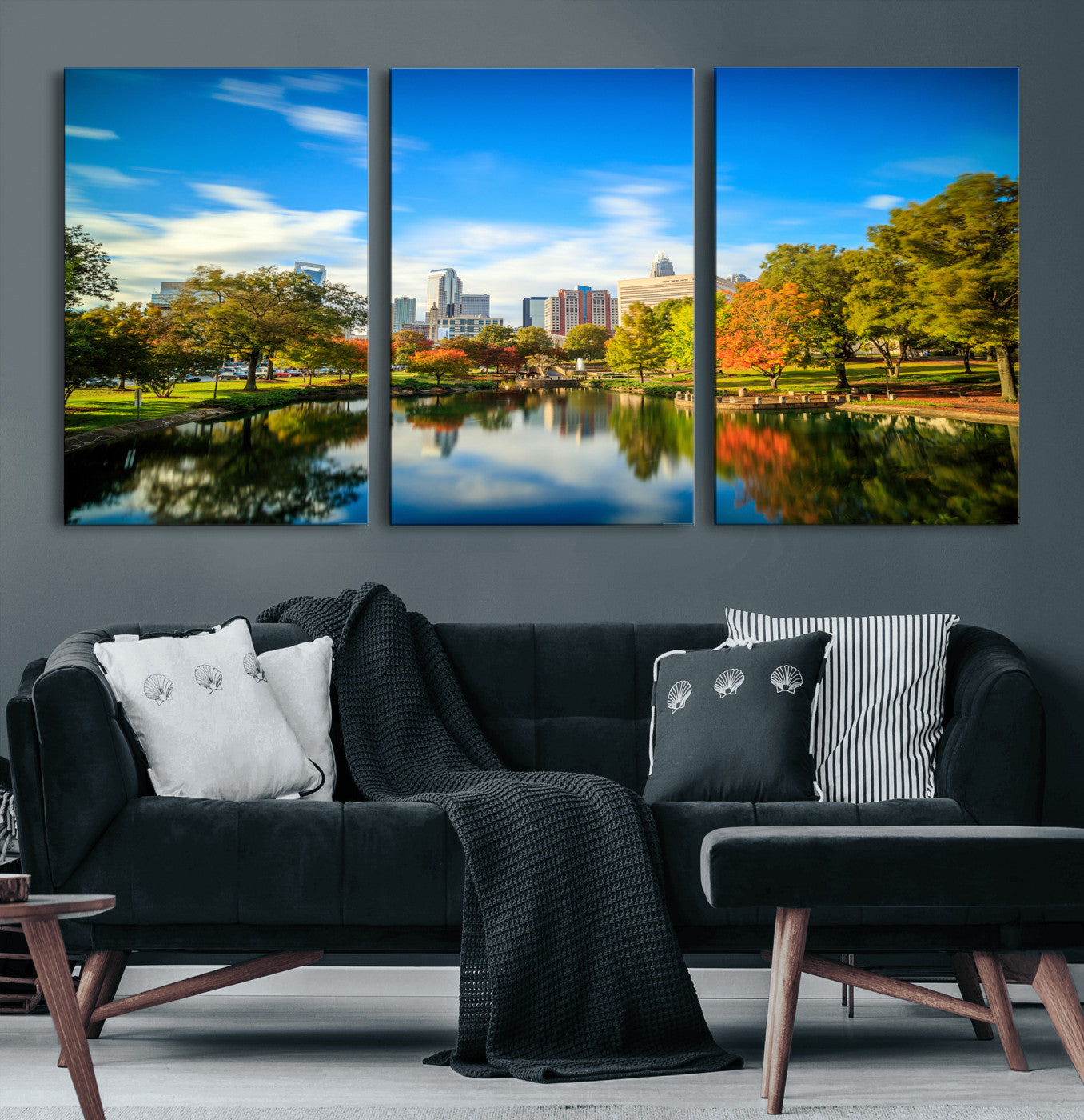83254720-MGV-CV-36X24 - Charlotte Skyline Canvas Wall Art Print – North Carolina Cityscape Photography Print