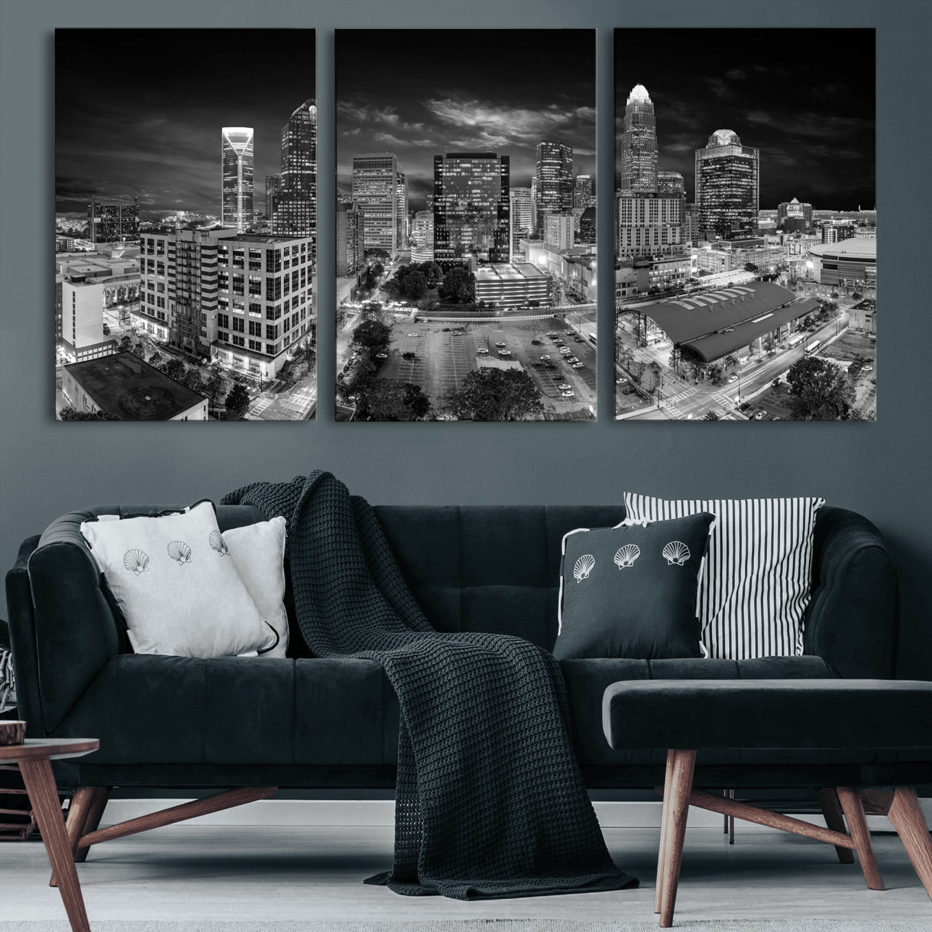 60105075-MGV-CV-36X24 - Charlotte Skyline Canvas Wall Art Print – North Carolina Cityscape Photography Print