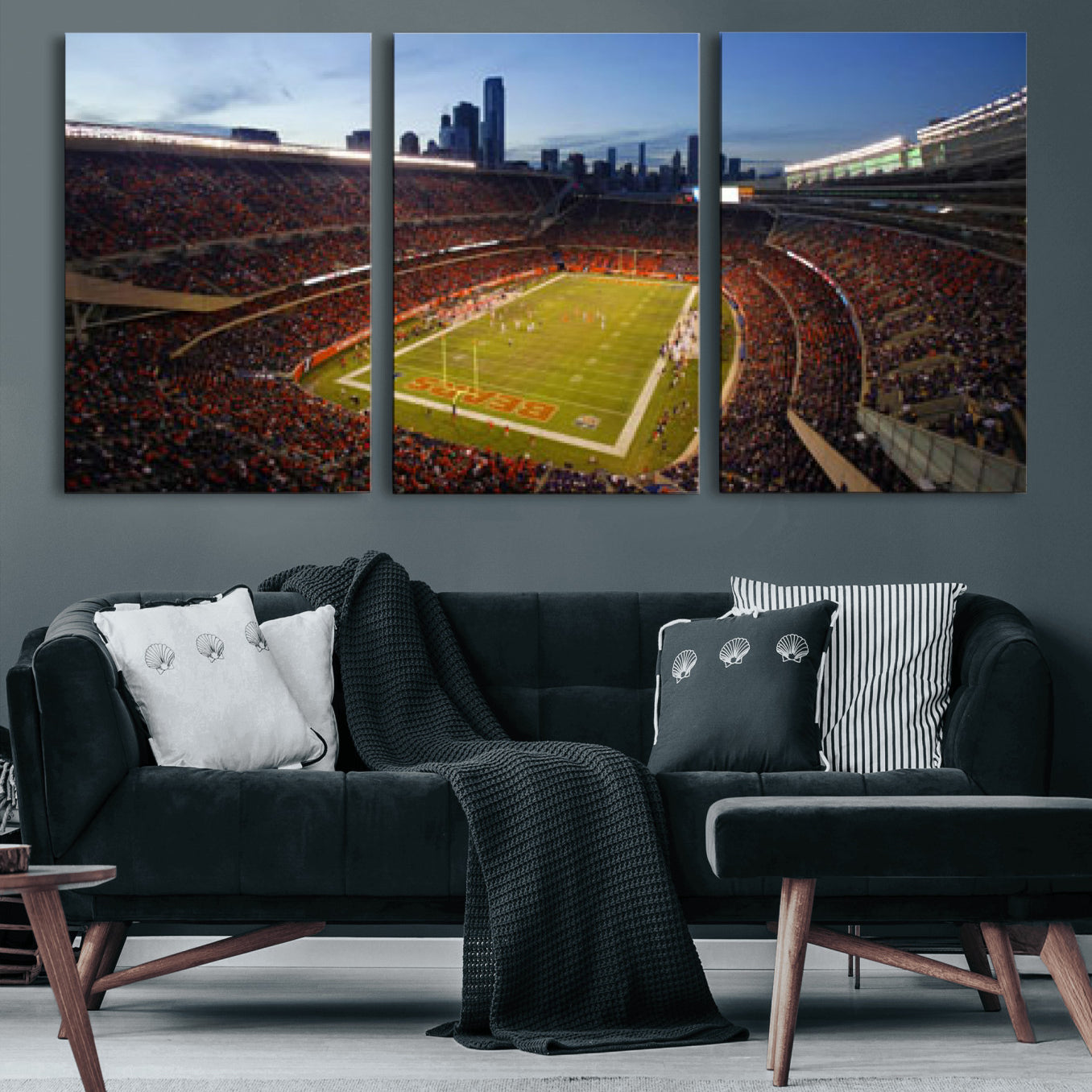 50691720-MGV-CV-36X24 - Chicago Bears Soldier Field Canvas Wall Art, NFL Stadium Panorama Print, Football Arena Photography for Sports Fans