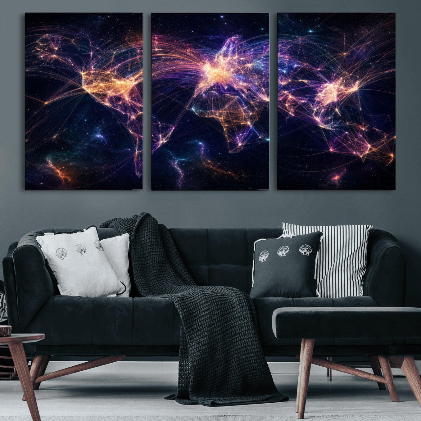 75155491-MGV-CV-36X24 - Global Flight Routes Map Canvas Wall Art, Worldwide Aviation Network Print, International Air Travel Wall Decor