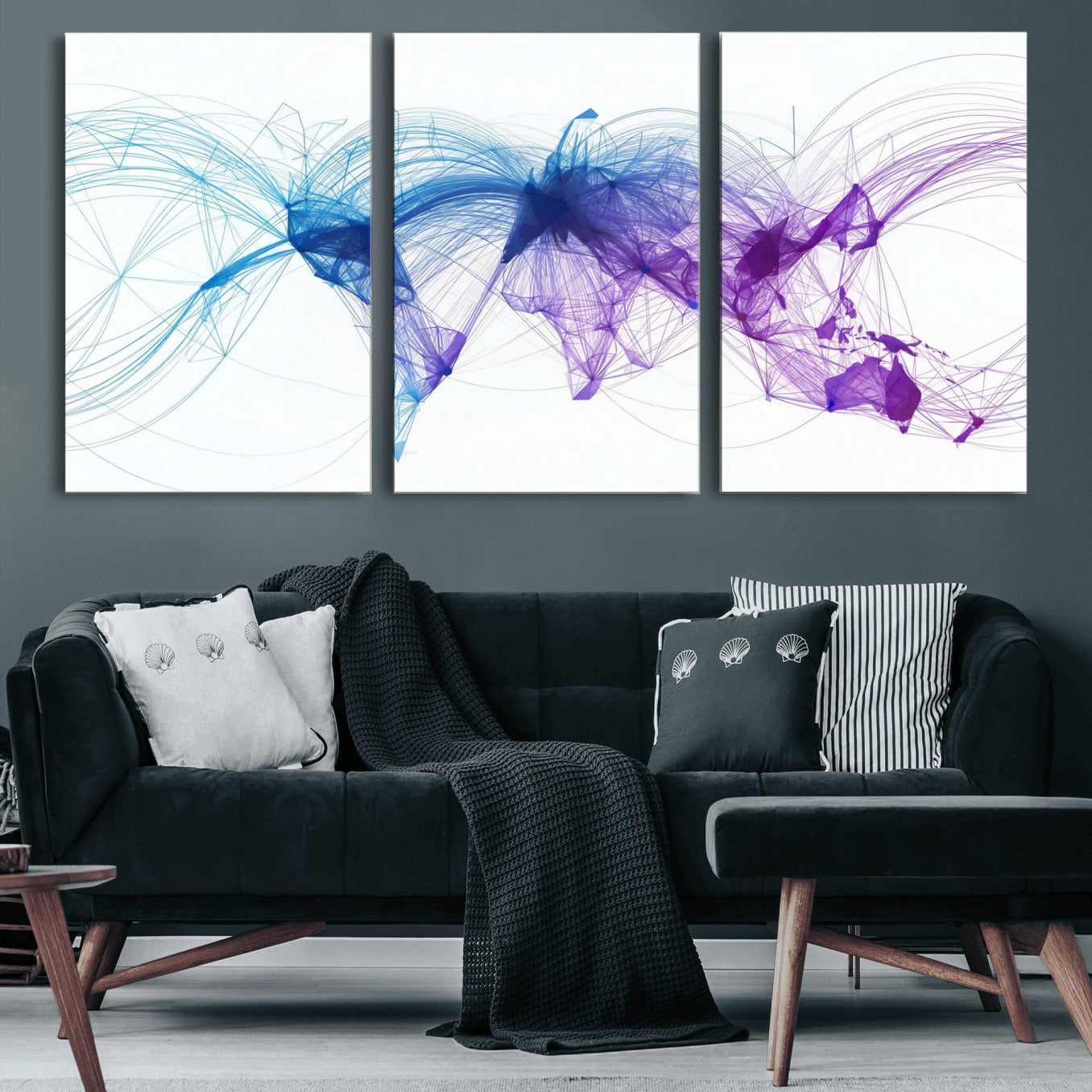 75155491-MGV-CV-48X32-3P - Global Flight Routes Map Canvas Wall Art, Worldwide Aviation Network Print, International Air Travel Wall Decor