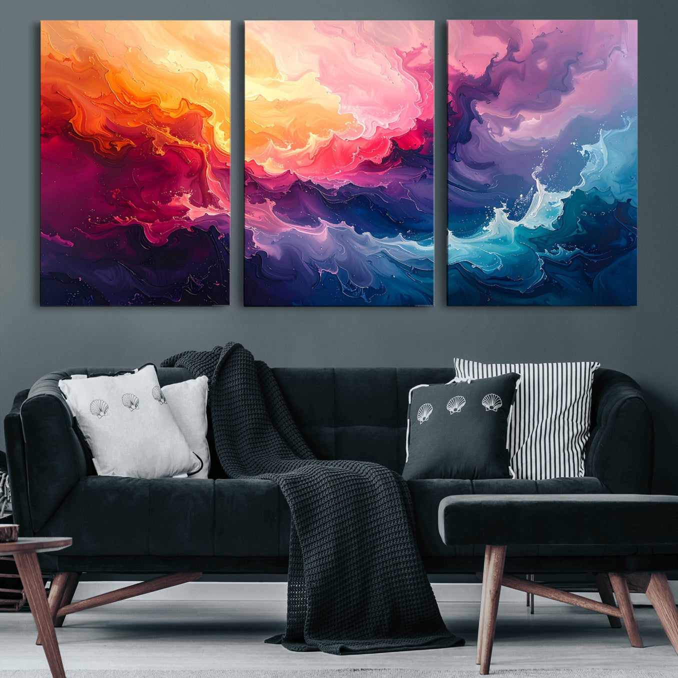 16157633-MGV-CV-36X24 - Large Colorful Abstract Canvas Wall Art Print, Vibrant Popup Color Art Print