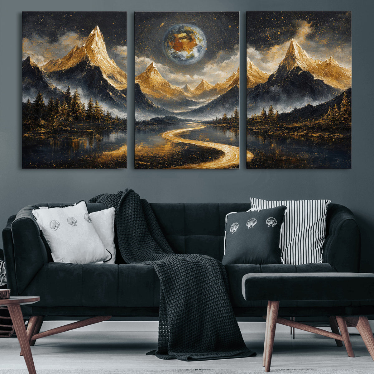 34202127-MGV-CV-36X24 - Abstract Mountain Wall Art Canvas Print Modern Landscape Painting Print
