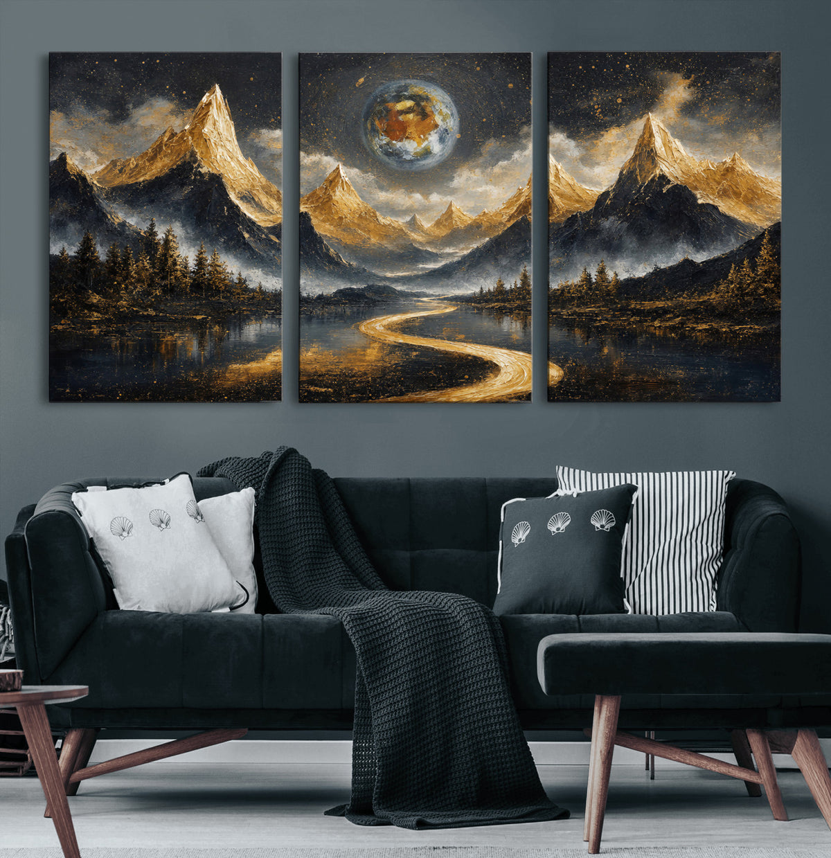 34202127-MGV-CV-36X24 - Abstract Mountain Wall Art Canvas Print Modern Landscape Painting Print