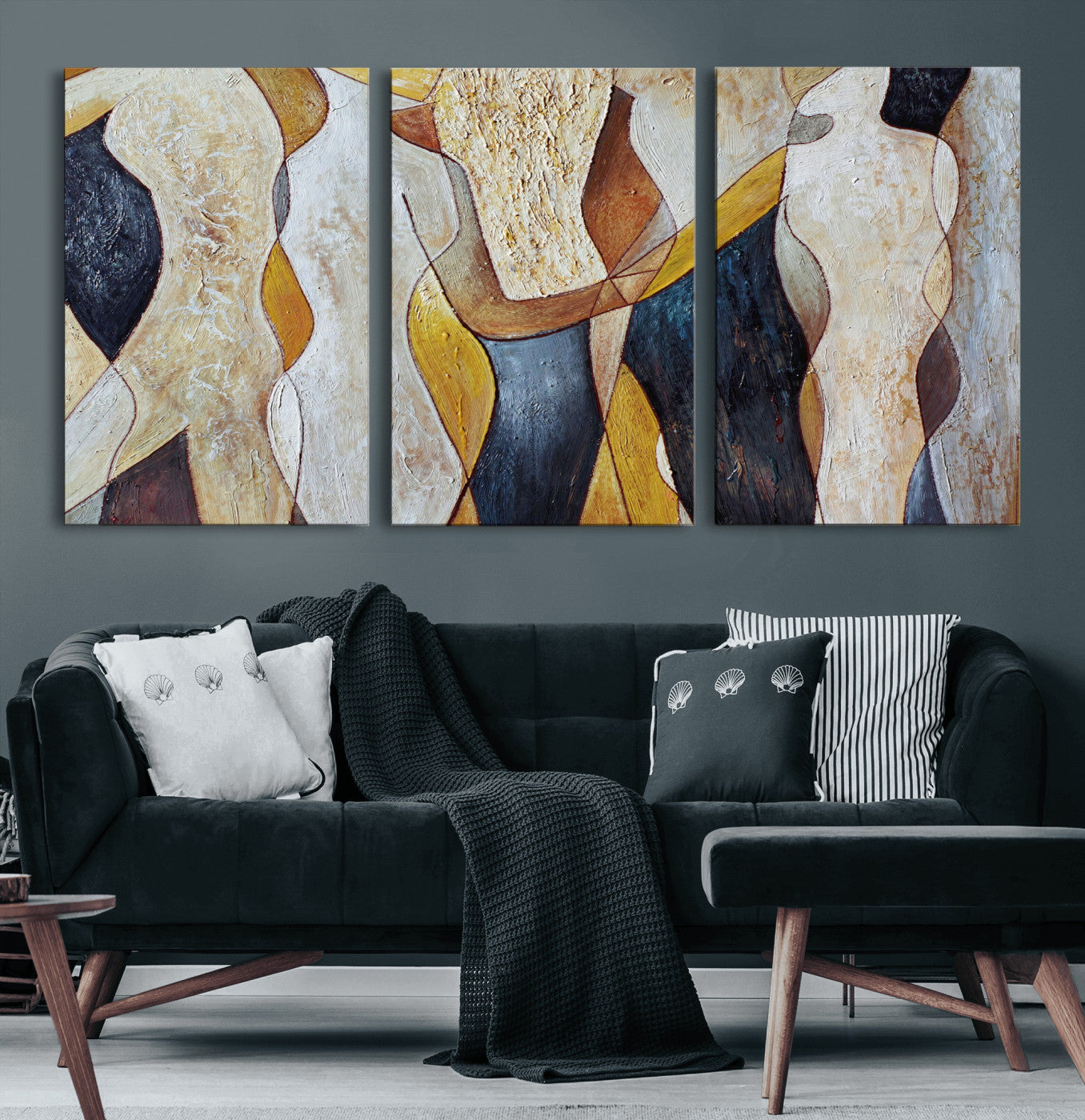 96079939-MGV-CV-36X24 - Mid Century Modern Figurative Canvas Wall Art Abstract Cubist Painting Print