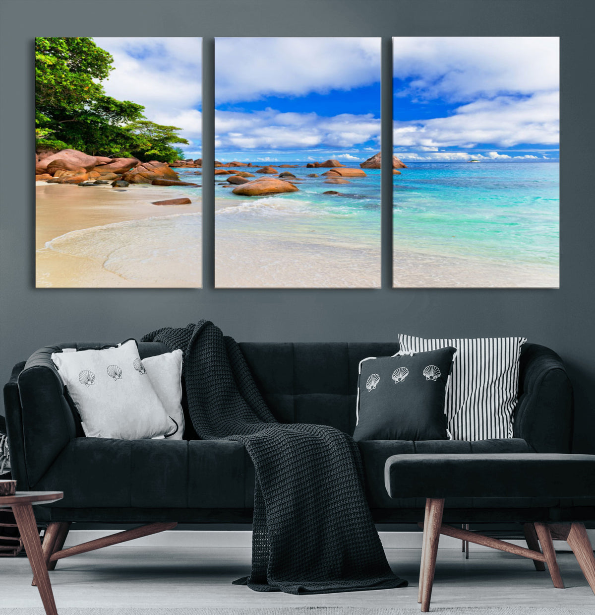 81980382-MGV-CV-36X24 - Seychelles Beach Canvas Wall Art - Anse Intendance Turquoise Ocean Print