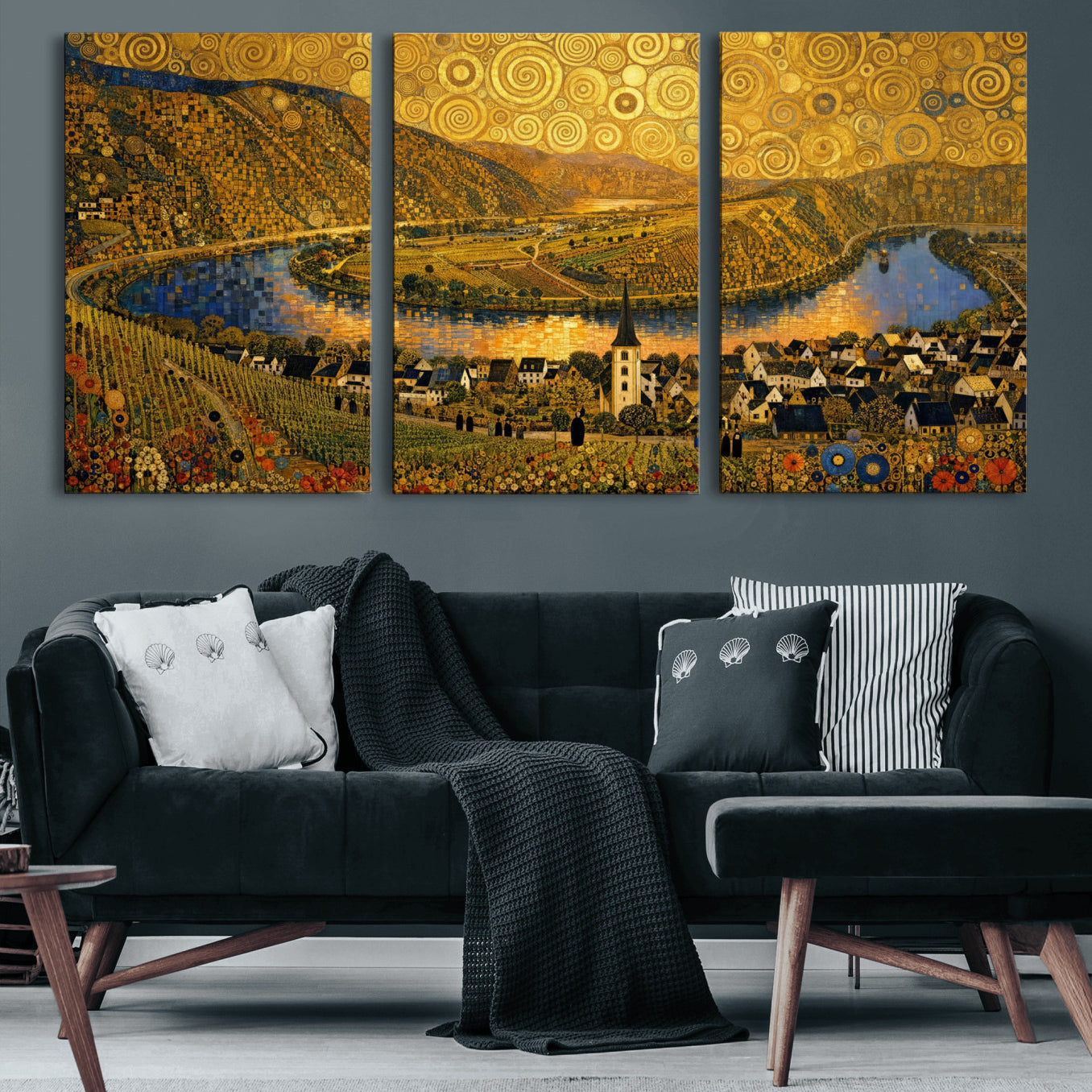 33713008-MGV-CV-36X24 - Gustav Klimt Style Mosel City Wall Art Canvas Print
