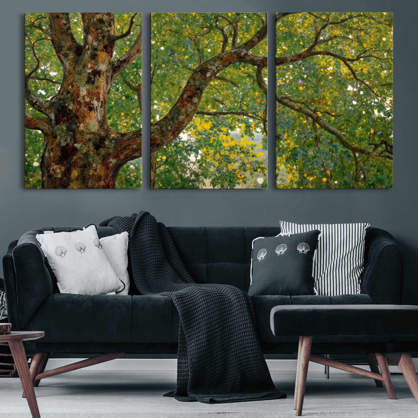 23663535-MGV-CV-36X24 - Vintage Summer Forest Green Tree Wall Art Canvas Print, Lush Leaves Impressionist Painting Print
