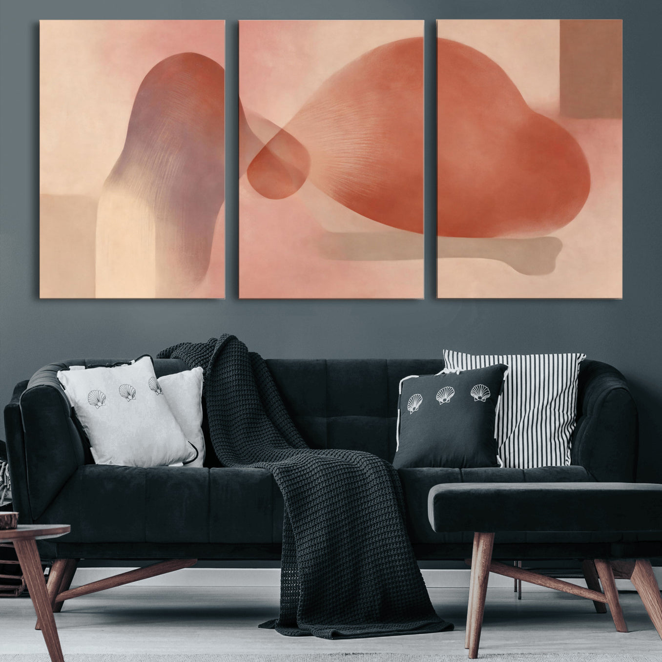 85110643-MGV-CV-36X24 - Vinna Begin Calin Biomorphic Abstract Wall Art Canvas Print, Terracotta Pink Organic Shapes Art Painting Print
