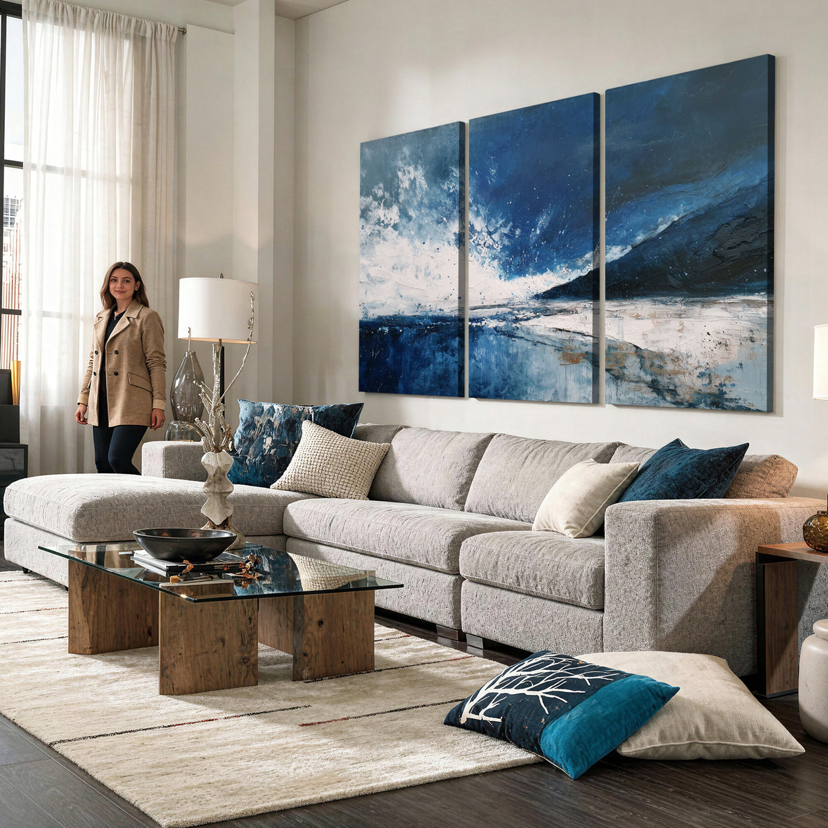 76136620-MGV-CV-36X24 - Extra Large Abstract Wall Art Canvas Print