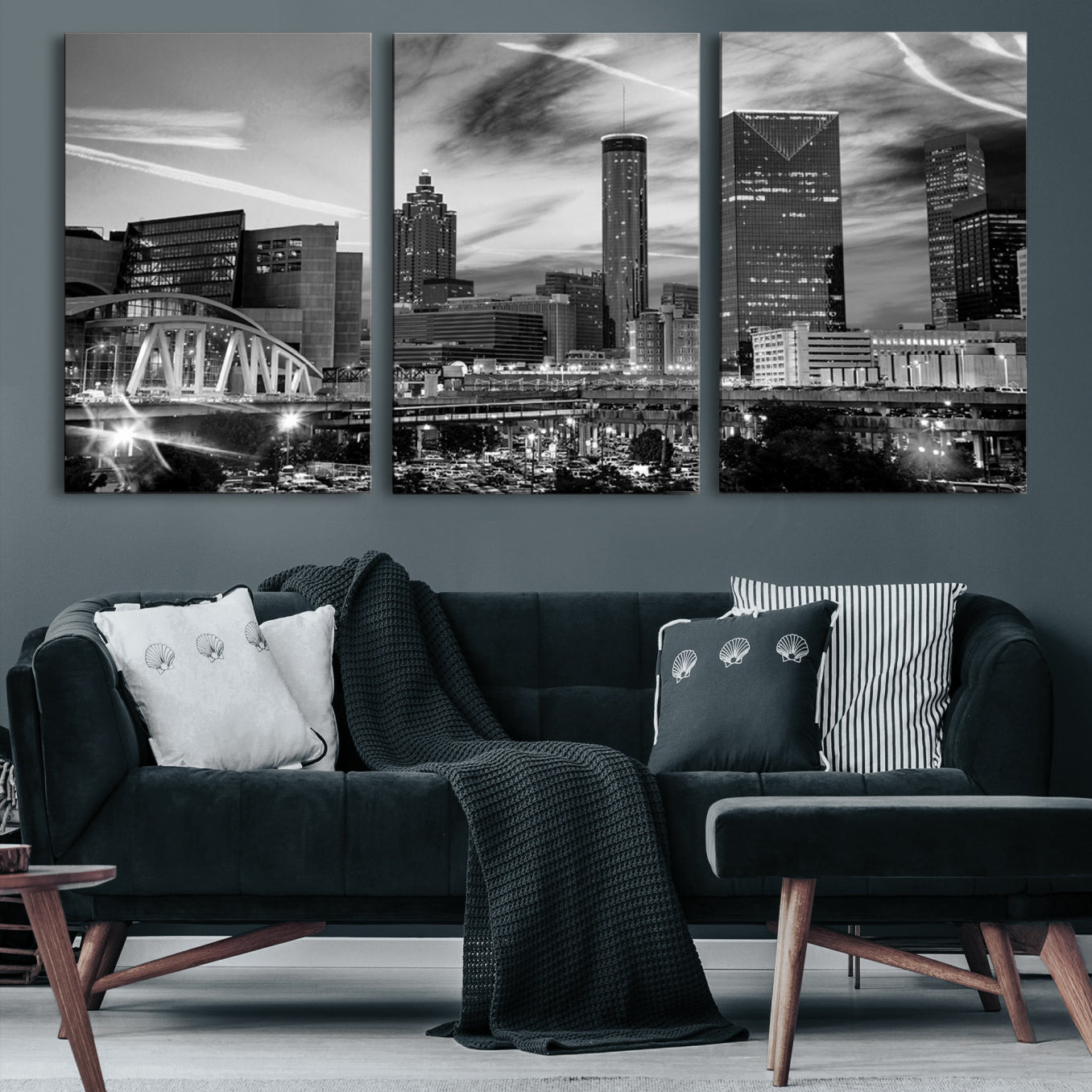 -Black and White Atlanta Wall Art Canvas Print