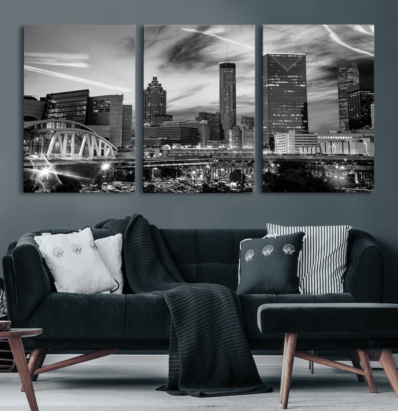 34800-MGV-CV-36X24-Black and White Atlanta Wall Art Canvas Print