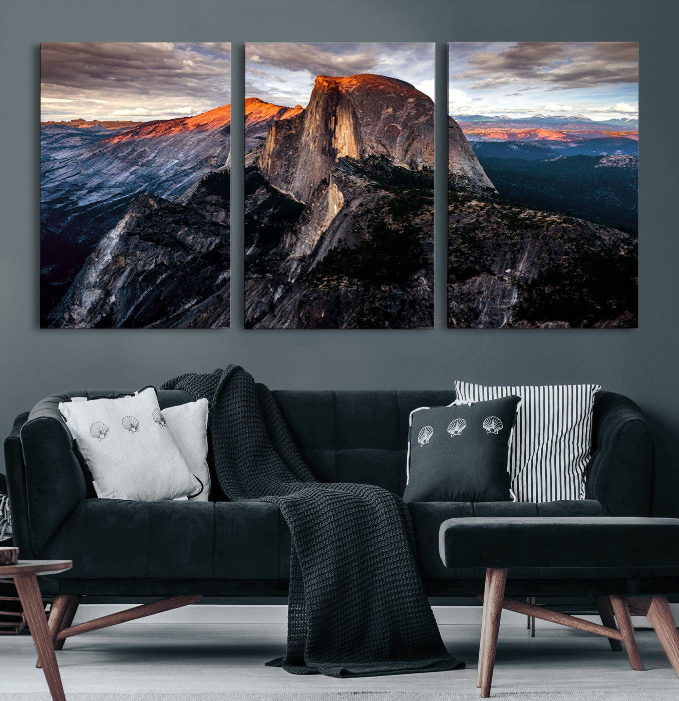 20714-MGV-CV-60X30-3P-Half Dome Yosemite Wall Art – Majestic Mountain Landscape Canvas Print, National Park Nature Photography for Living Room or Office Decor