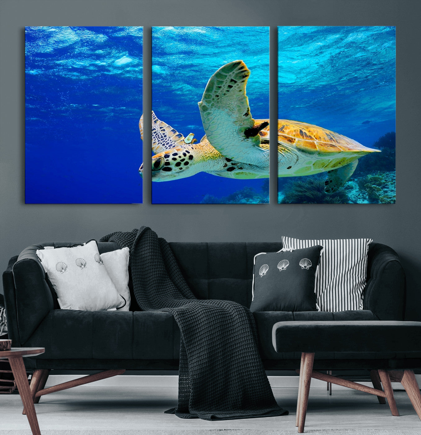 16292-MGV-CV-36X24-Sea Turtle Wall Art Canvas Print, Sea life in the Ocean Wall Art Printing