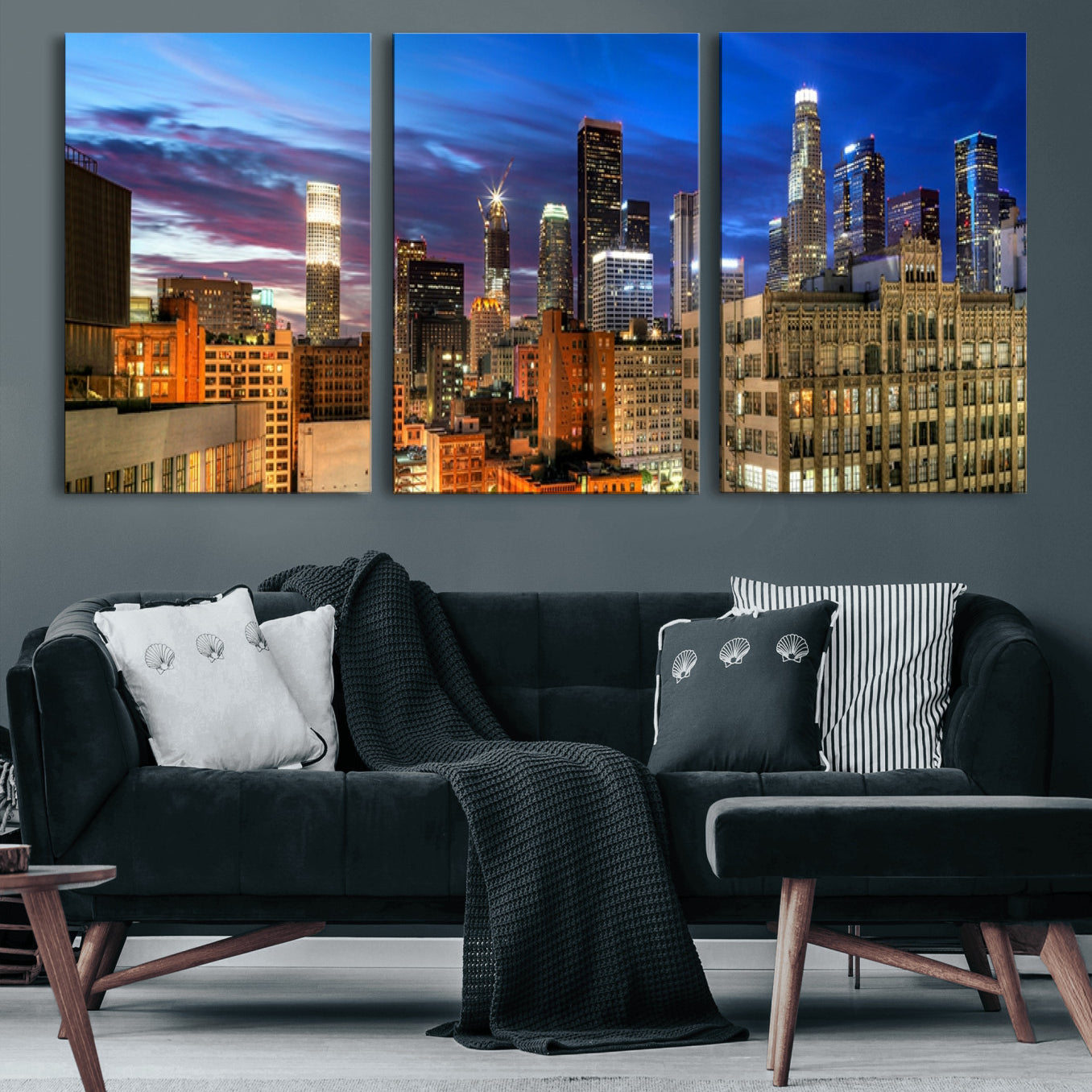 39051-MGV-CV-60X30-3P-Los Angeles Night Wall Art Canvas Print