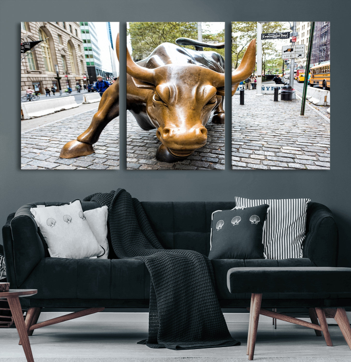 -Charging Bull Wall Art Canvas Print