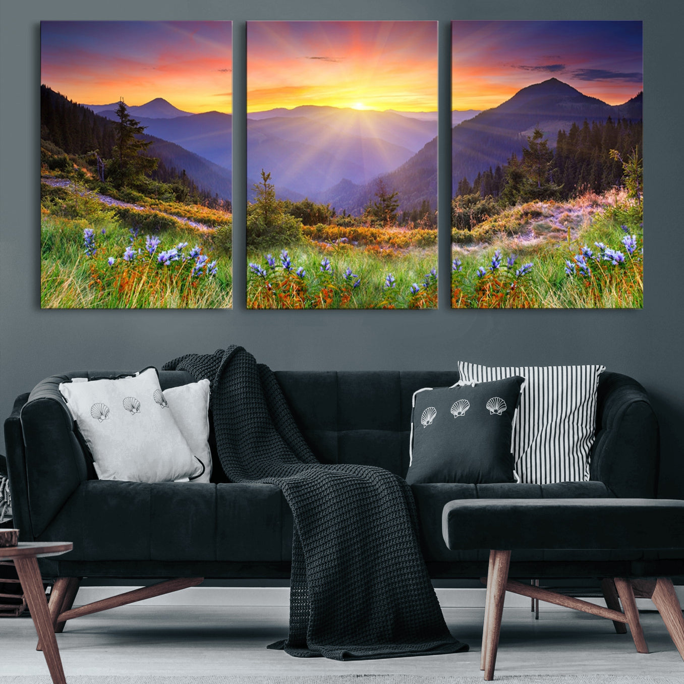 46010-MGV-CV-60X30-3P-Mountain and Spring Wall Art Canvas Print