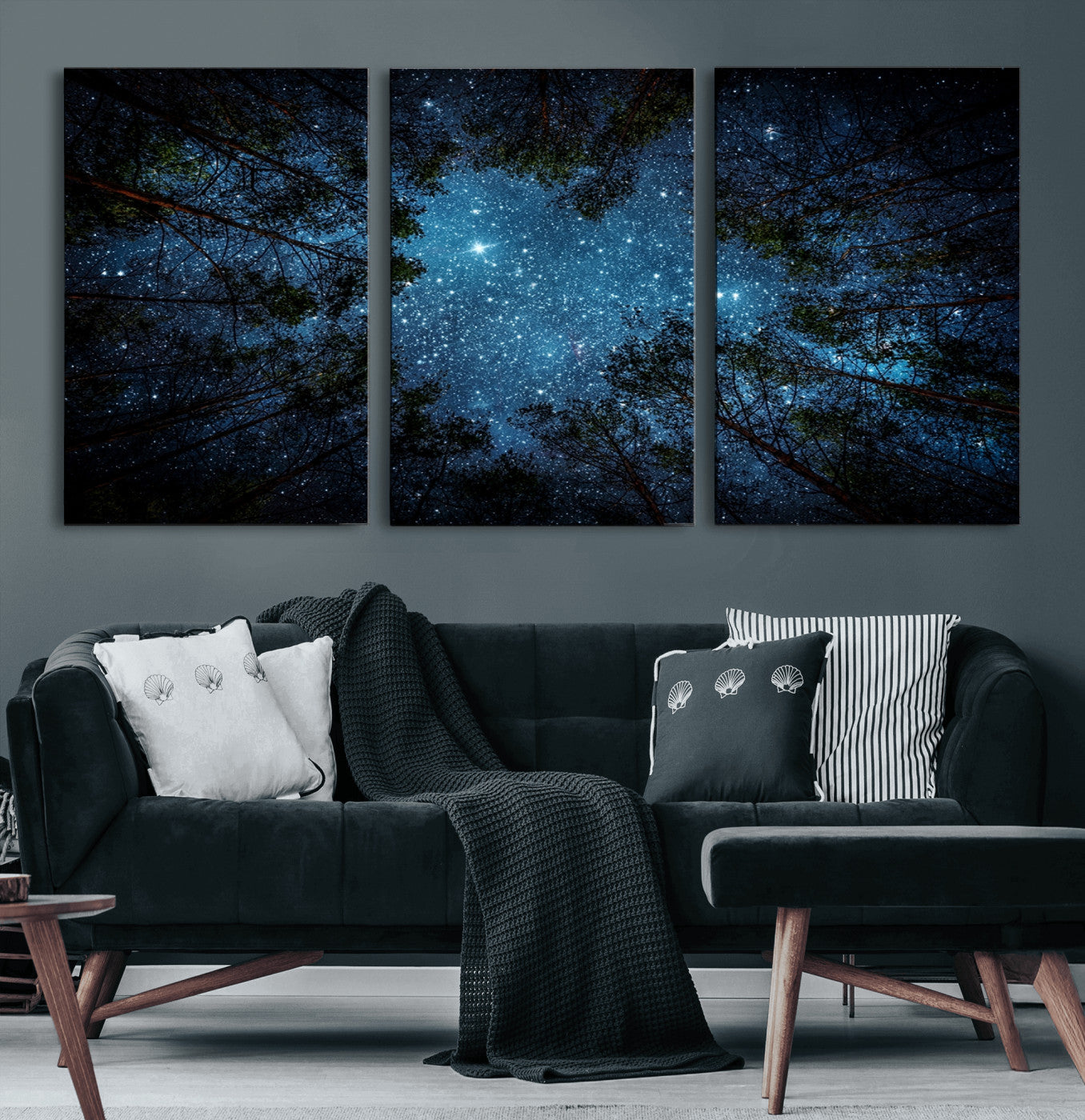79948-MGV-CV-60X30-3P-Forest and Stars Wall Art Canvas Print