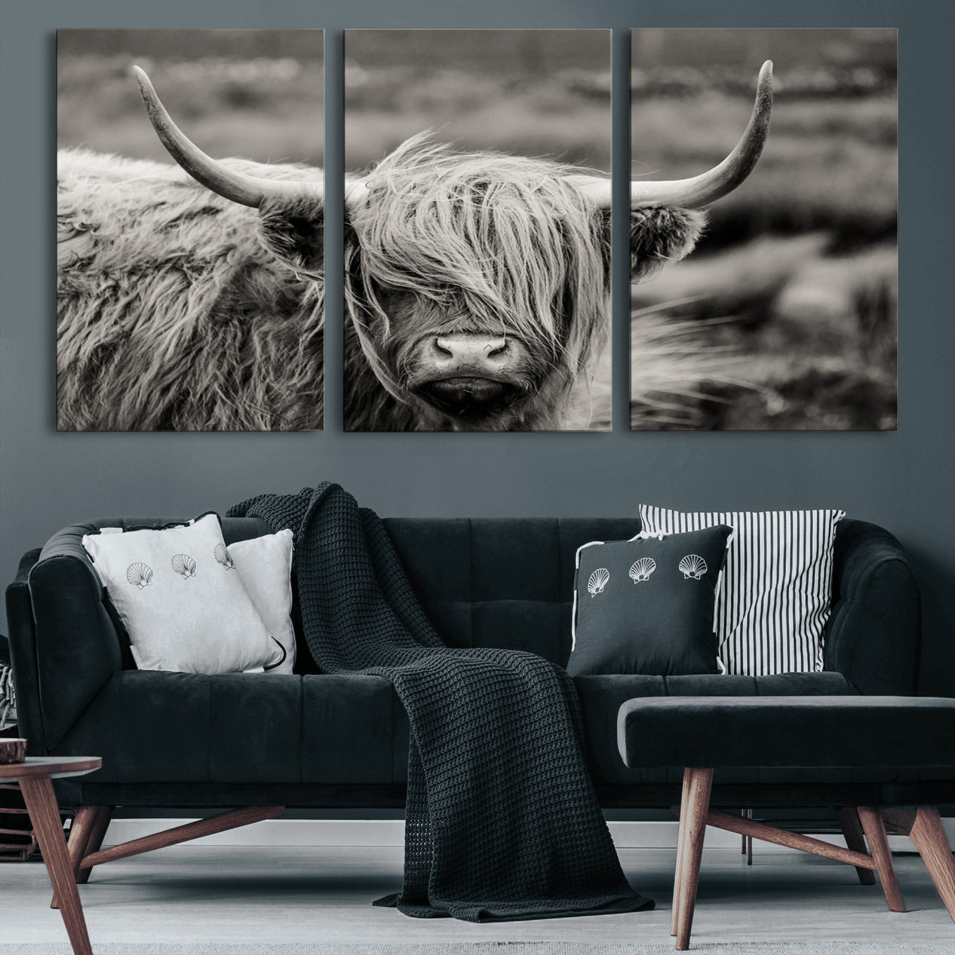 67365-MGV-CV-60X30-3P-Cow Focus Canvas Wall Art Print