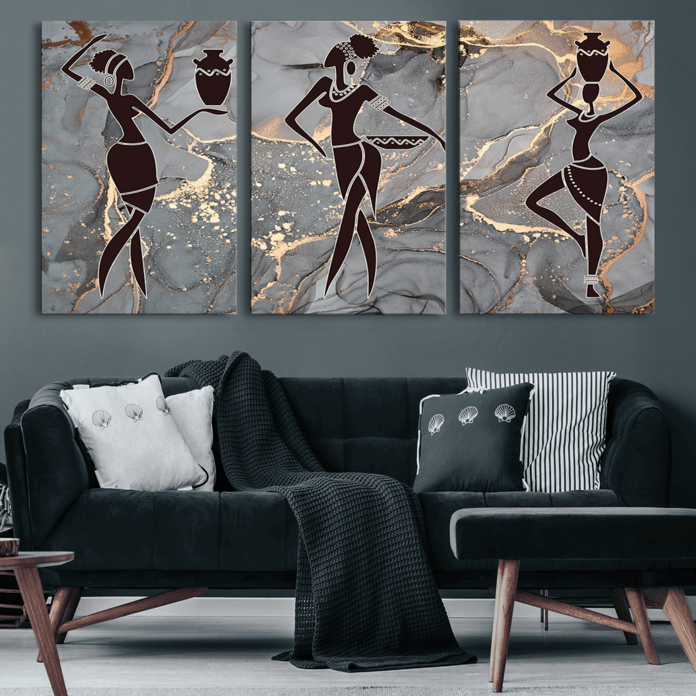 25097-MGV-CV-60X30-3P-Abstract African Womens Art Canvas Print