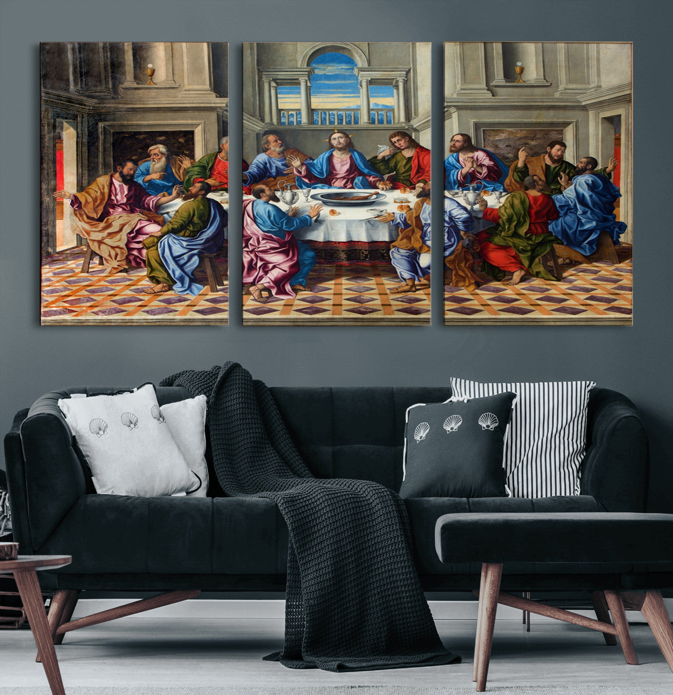 18691-MGV-CV-60X30-3P-The Last Supper Multi Panel Canvas Wall Art