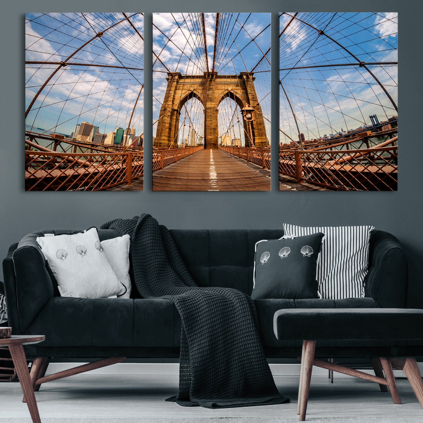 -Brooklyn Bridge Manhattan Wall Art Canvas Print