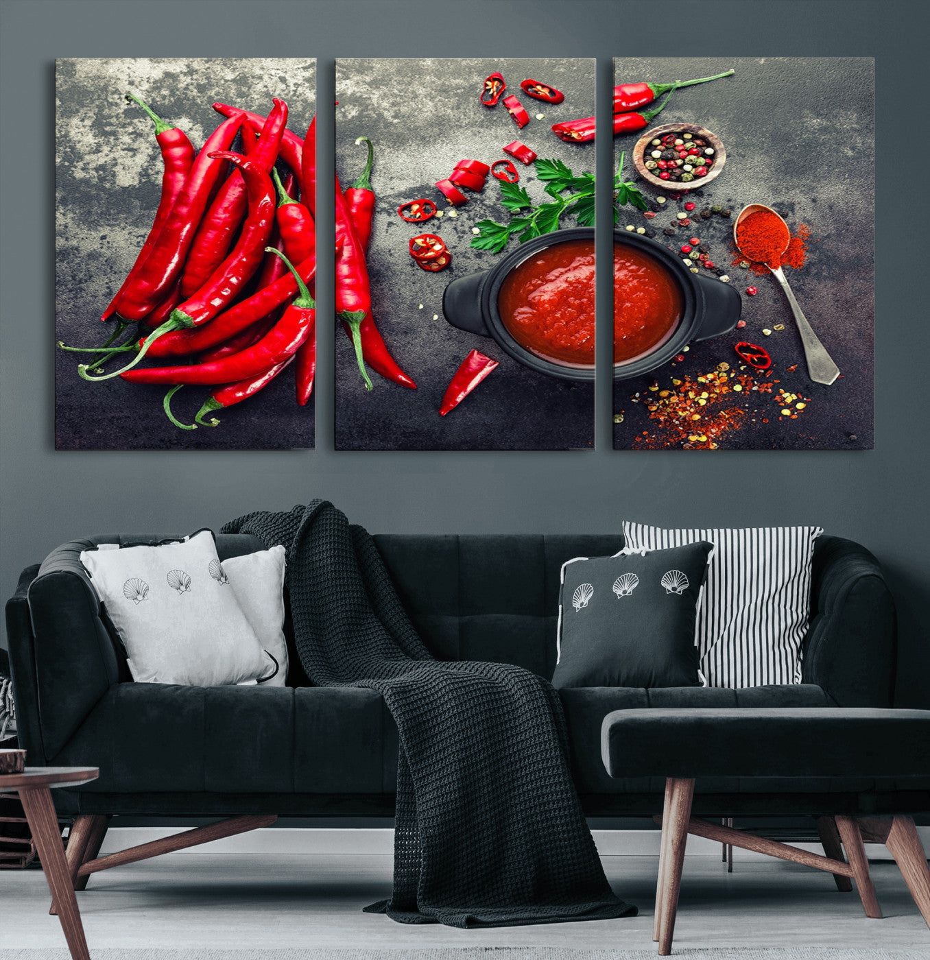 -Red Pepper Kitchen and Restaurant Wall Wall Art, Red Pepper Kitchen Wall Decor Canvas Print