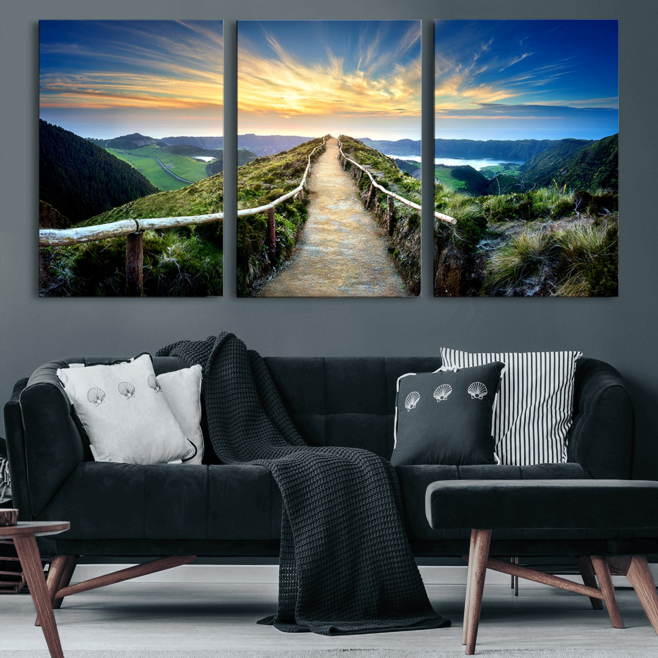 58887-MGV-CV-60X30-3P-Mountain and Sunset Wall Art Canvas Print