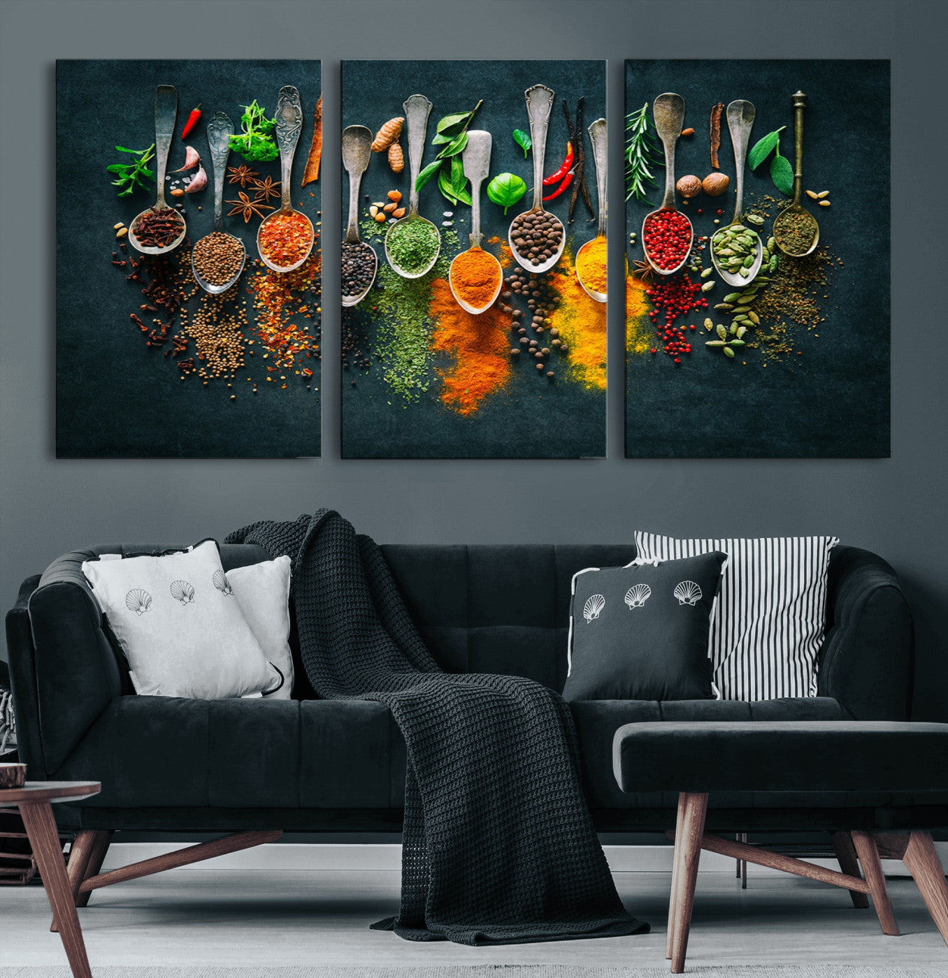 52202-MGV-CV-60X30-3P-Herbs and Spices Kitchen Wall Art Canvas Print