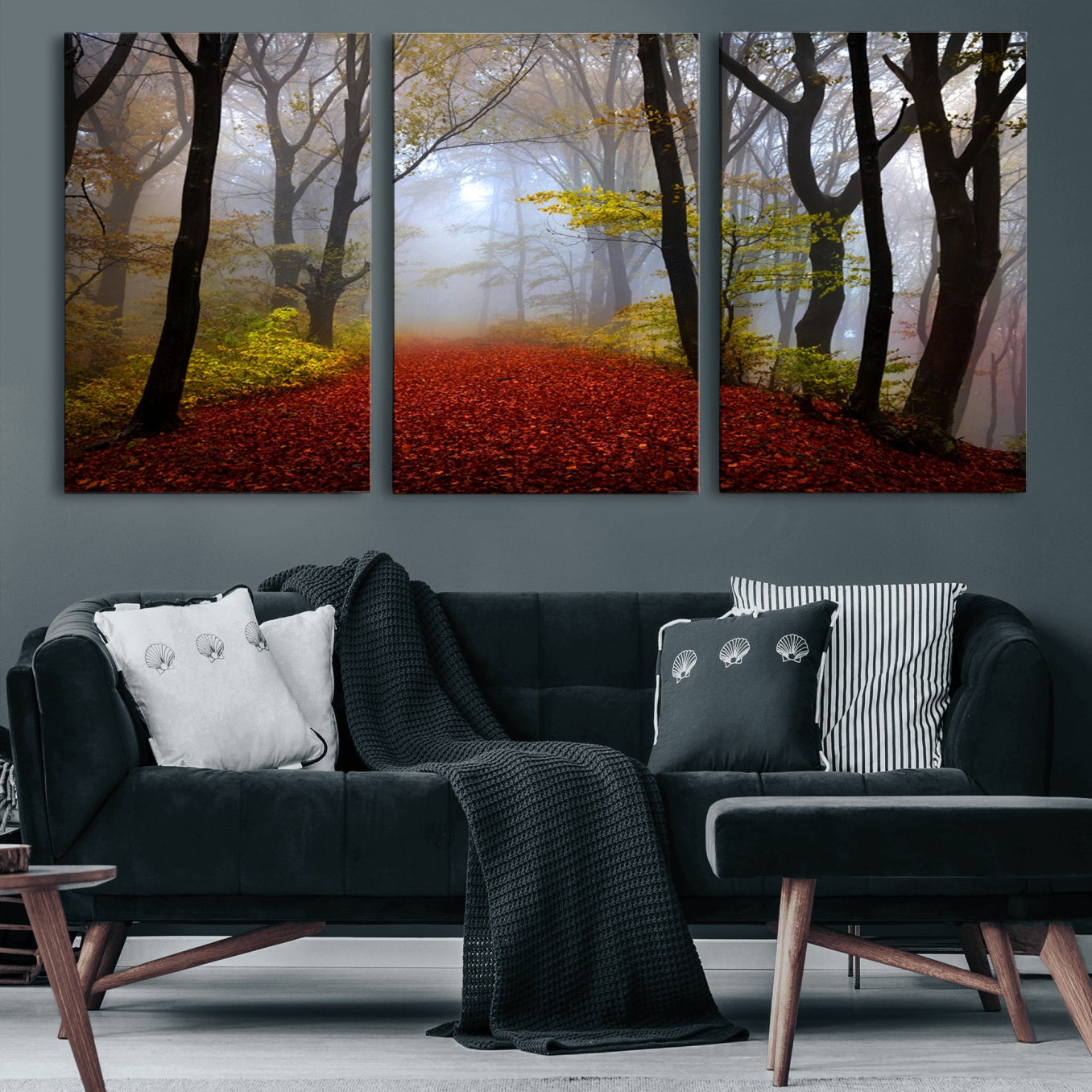 12426-MGV-CV-60X30-3P-Foggy Forest Wall Art Landscape Canvas Print