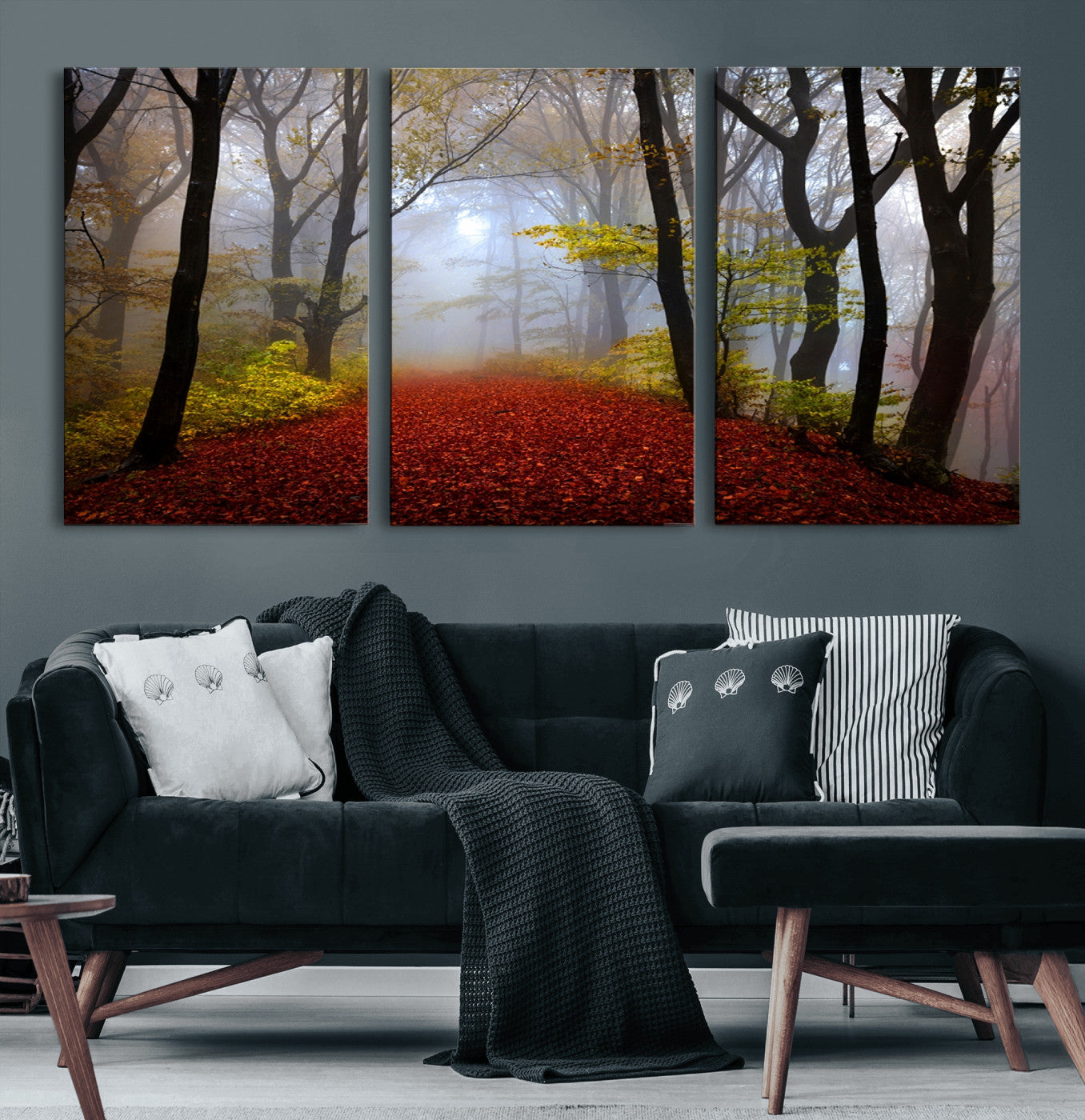 12426-MGV-CV-60X30-3P-Foggy Forest Wall Art Landscape Canvas Print