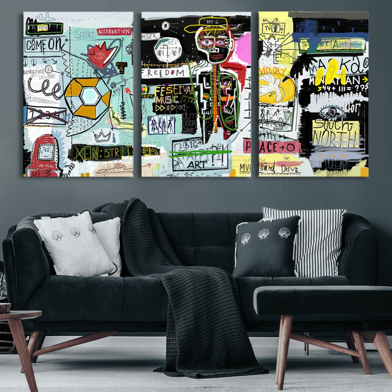 -Graffiti Wall Art – Colorful Urban Street Canvas Print, Modern Expressionist Painting for Living Room, Studio or Office, Bold Art Decor