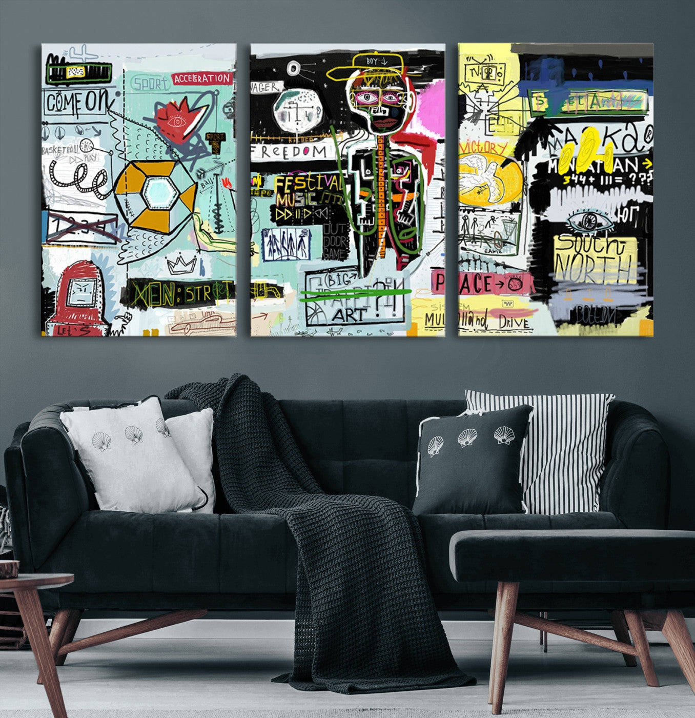 10504-MGV-CV-36X24-Graffiti Wall Art – Colorful Urban Street Canvas Print, Modern Expressionist Painting for Living Room, Studio or Office, Bold Art Decor