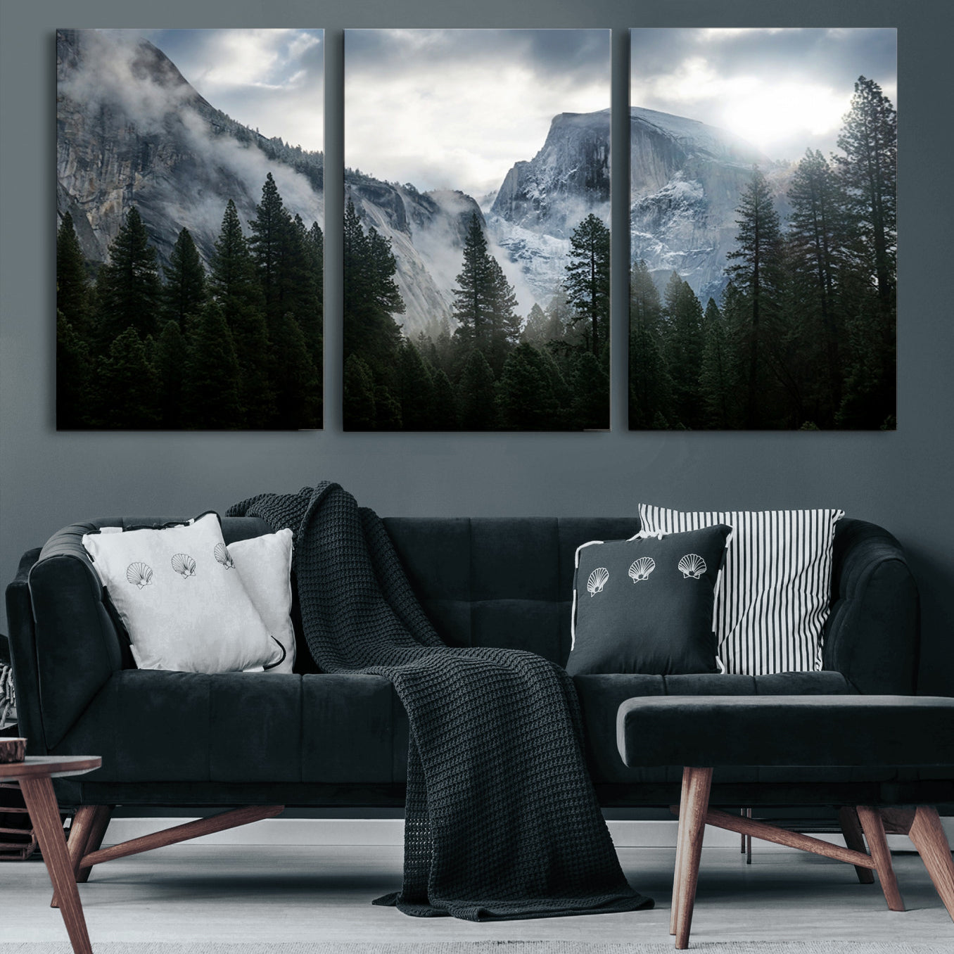 98725-MGV-CV-60X30-3P-Wall Art Foggy Forest Landscape Canvas Print