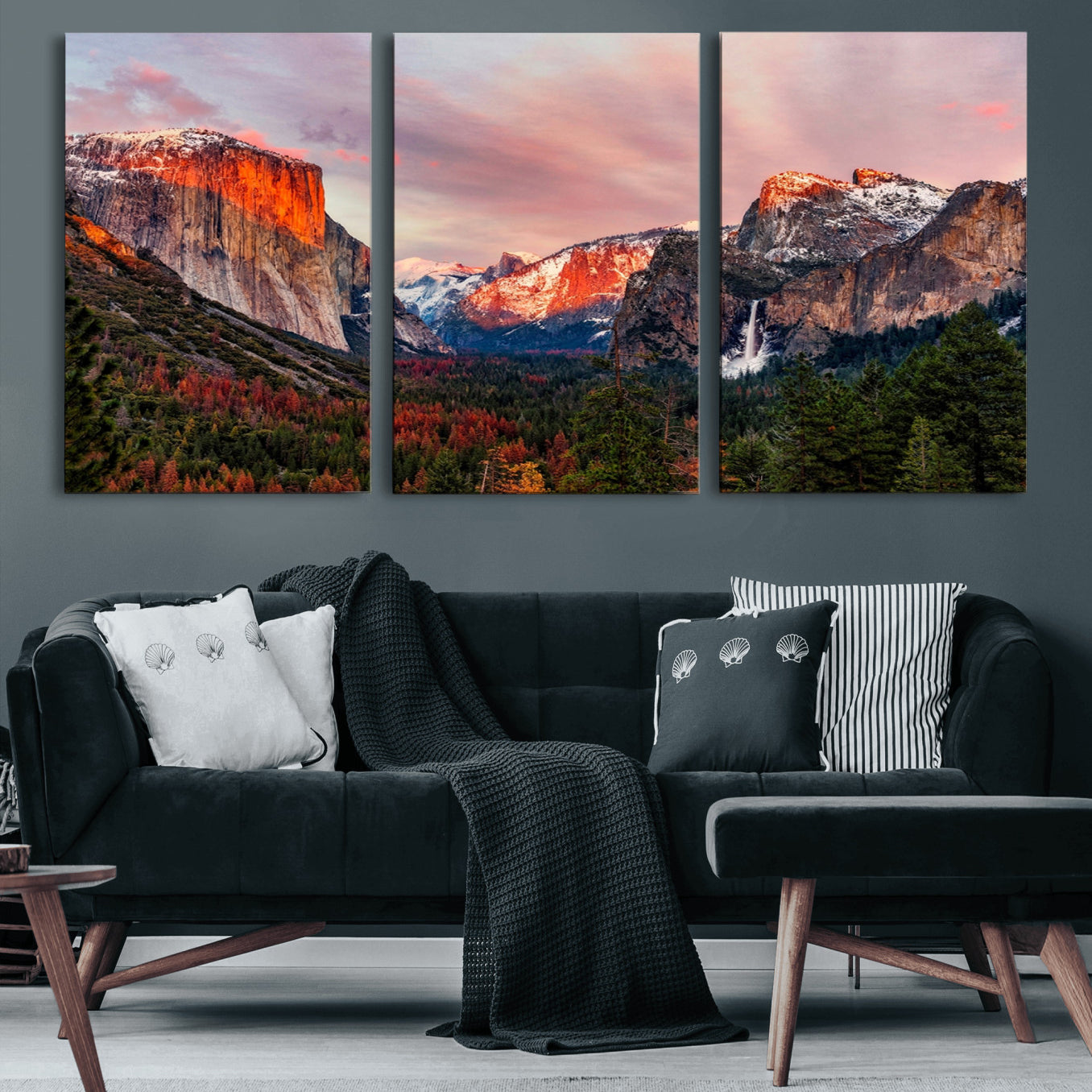 92086-MGV-CV-60X30-3P-Yosemite Half Dome Wall Art Canvas Print El Capitan
