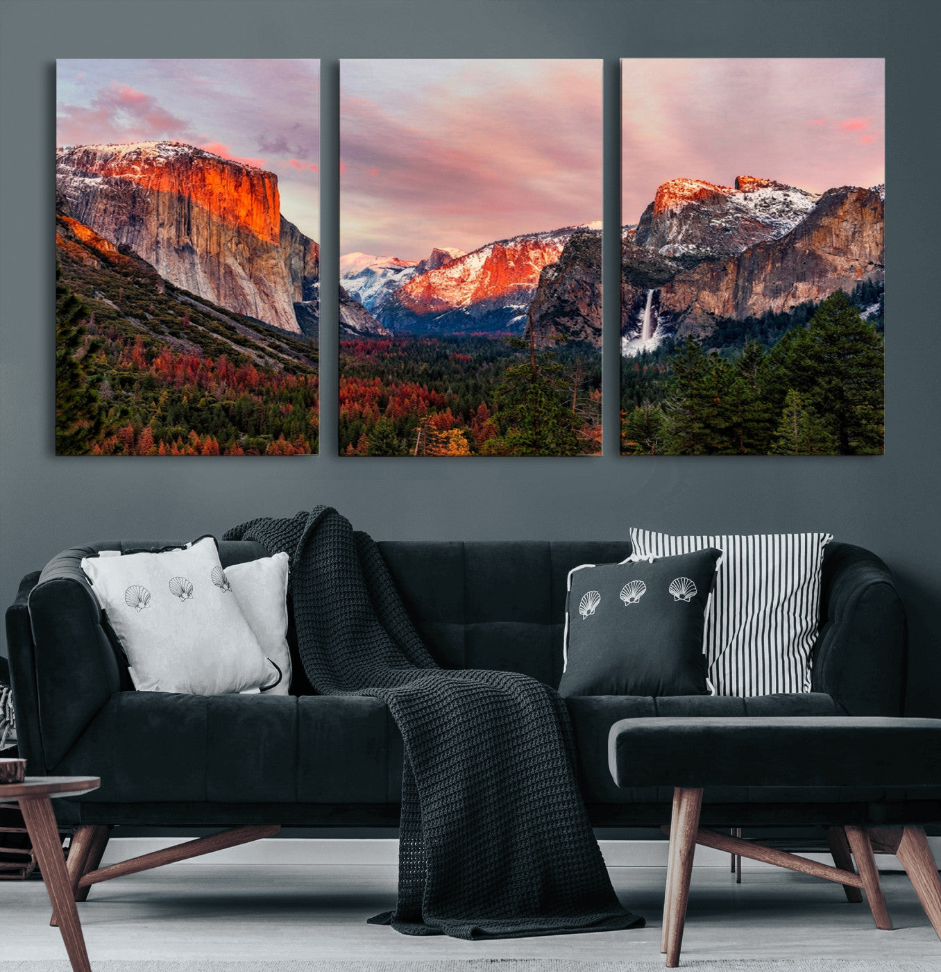 92086-MGV-CV-60X30-3P-Yosemite Half Dome Wall Art Canvas Print El Capitan