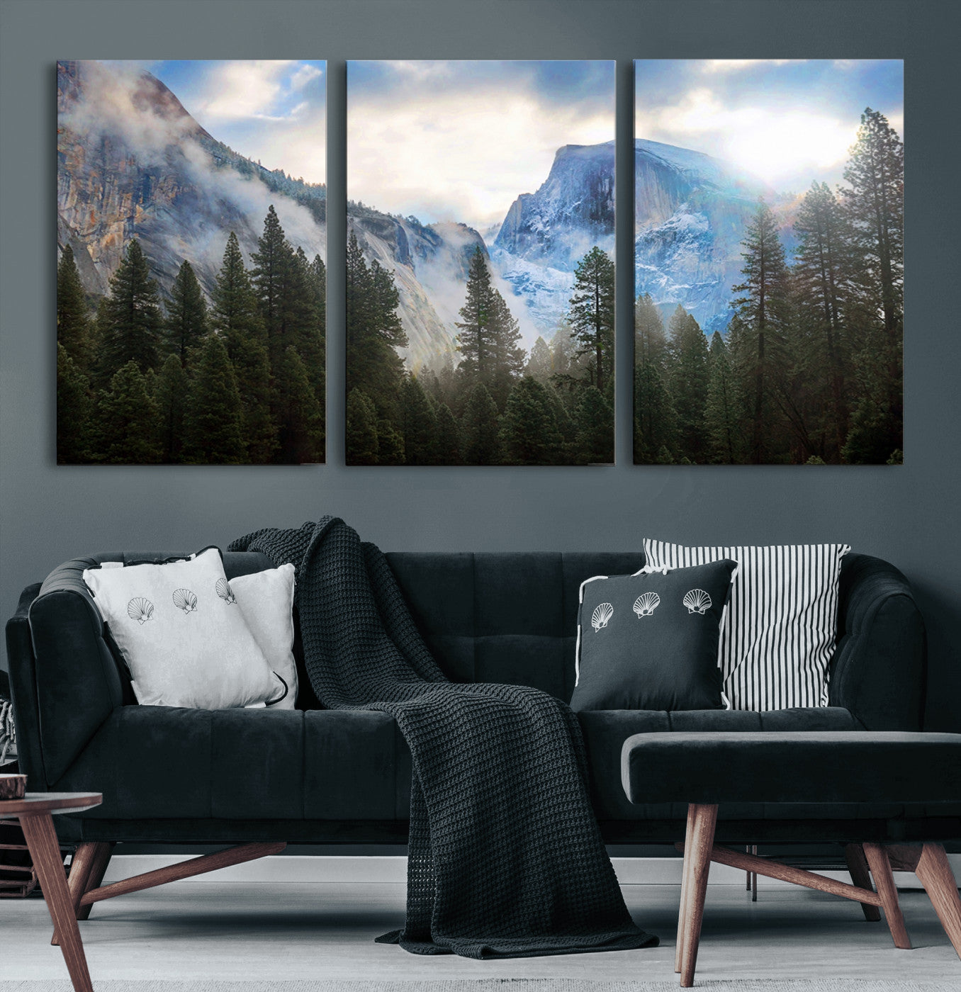 44943-MGV-CV-60X30-3P-Half Dome Yosemite Calinia Wall Art Canvas Print El Capitan