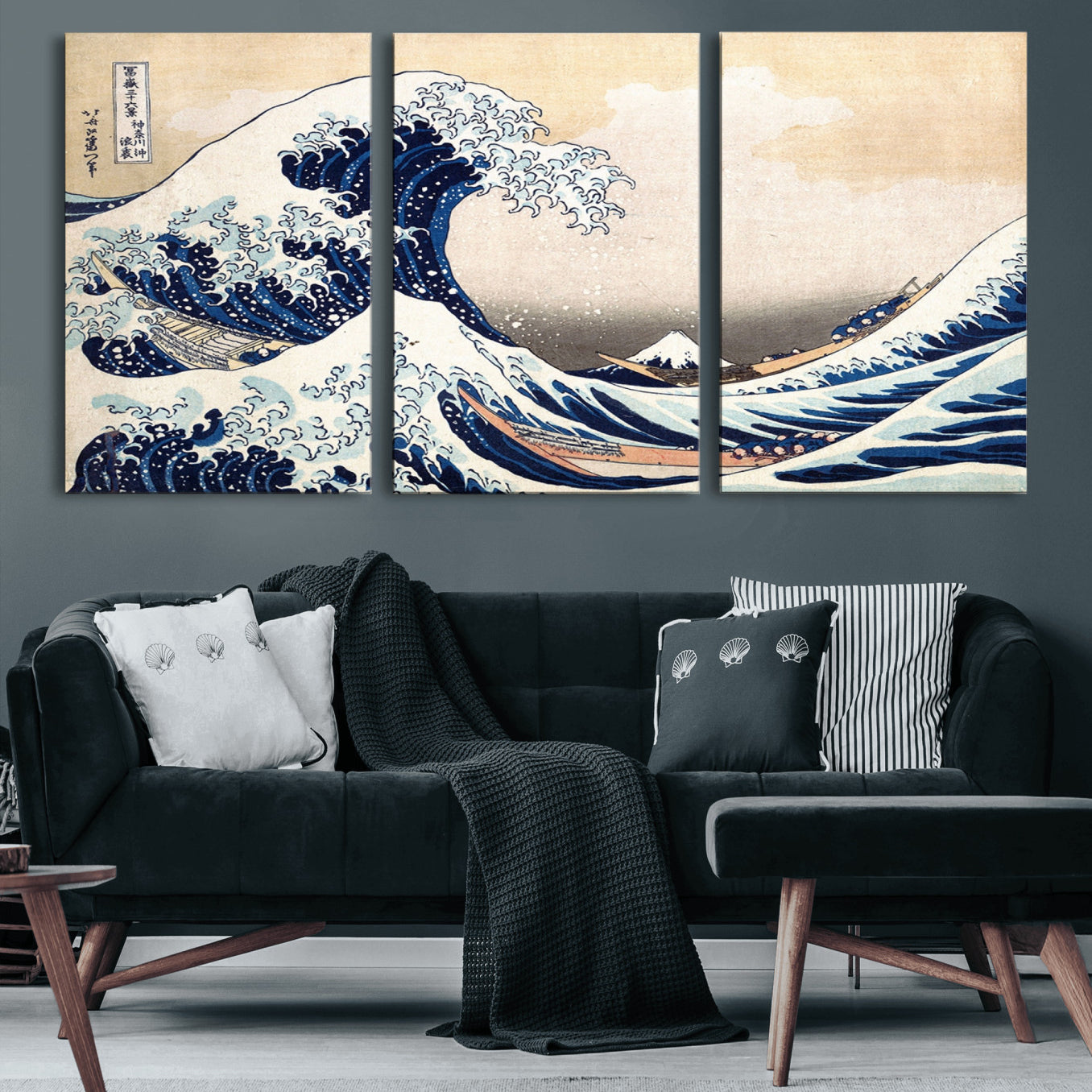 35635-MGV-CV-60X30-3P-Wall Art Kanagawa Canvas Artwork Abstract Print