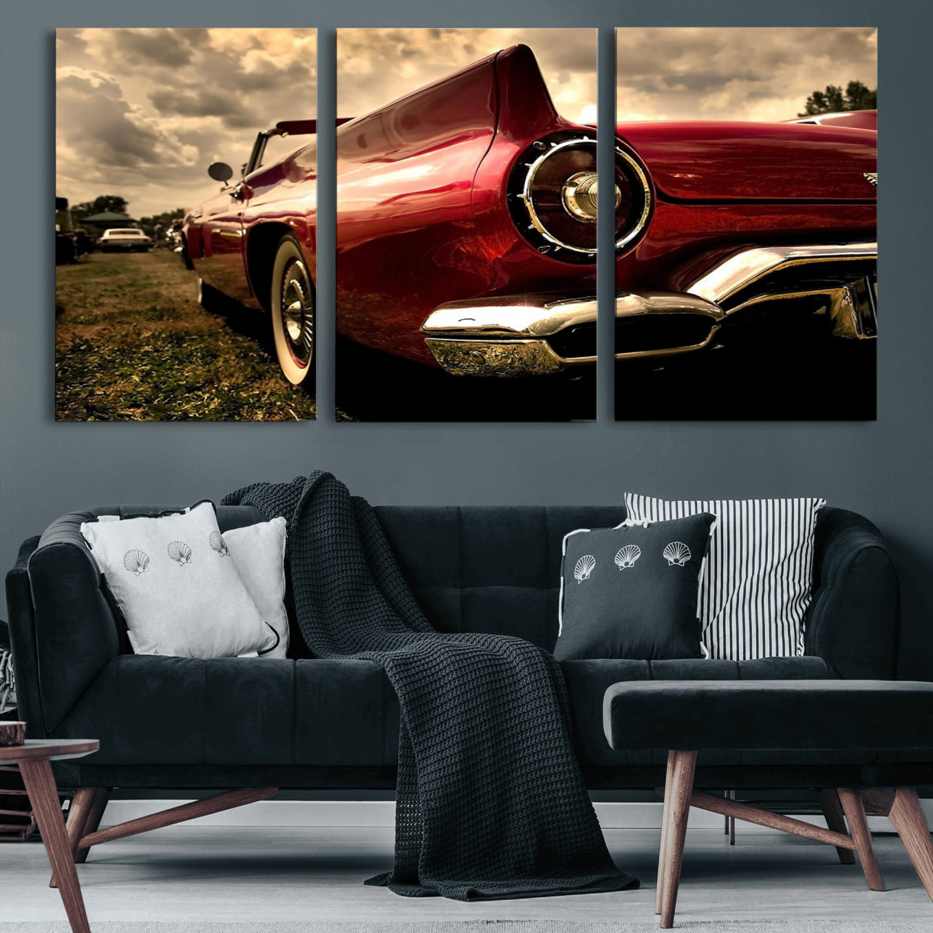 60259-MGV-CV-60X30-3P-Red Classic Car Wall Art Canvas Print