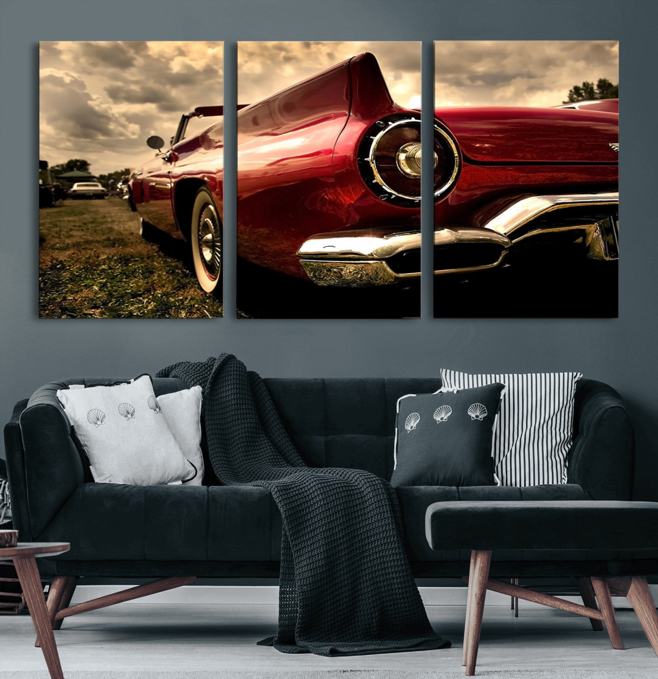 60259-MGV-CV-60X30-3P-Red Classic Car Wall Art Canvas Print