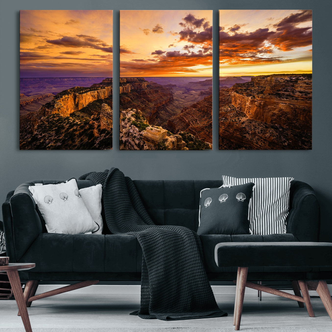 68507-MGV-CV-60X30-3P-Mesmerizing Sunset from Grand Canyon Nal Park Wall Art, Grand Canyon Canvas Print