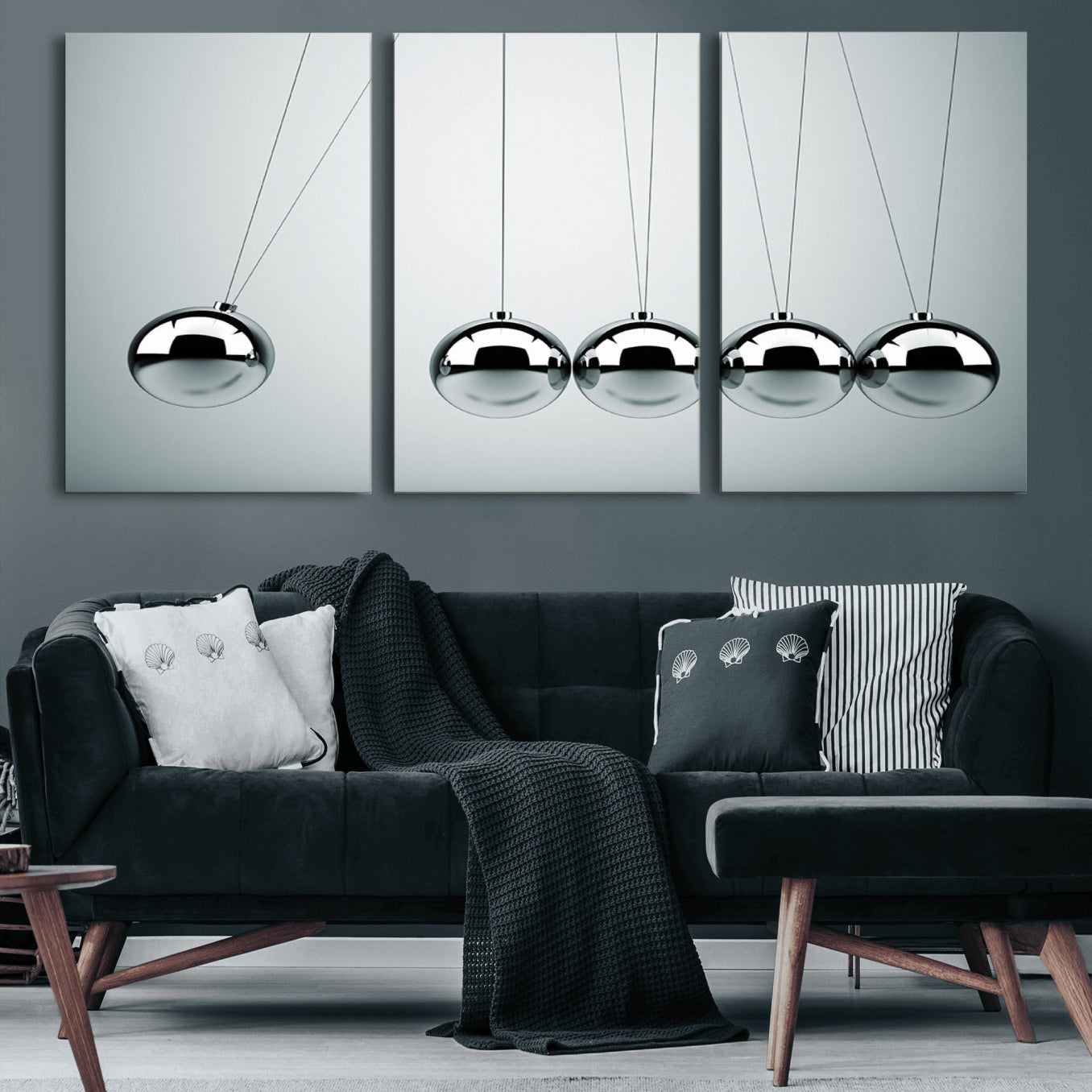 45465-MGV-CV-60X30-3P-Newton's Cradle Wall Art Canvas Print, Framed Newton Cradle Wall Art