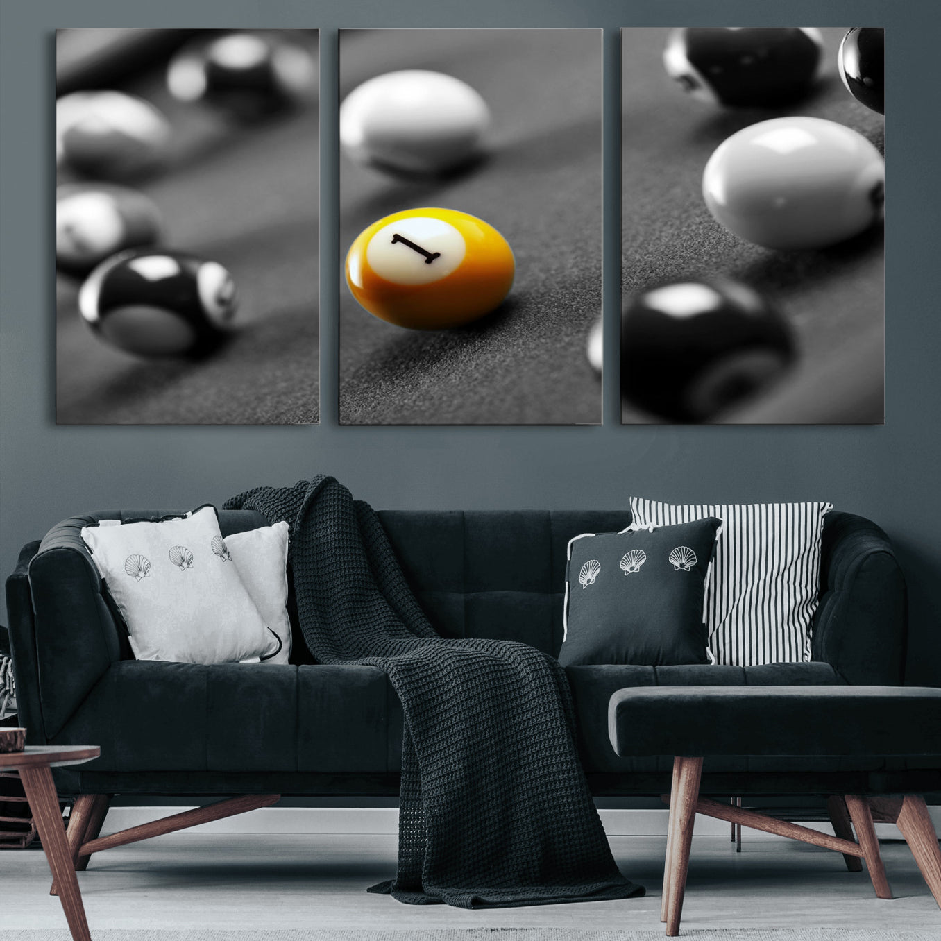 16722-MGV-CV-60X30-3P-Wall Art Pool Table and Balls Canvas Print