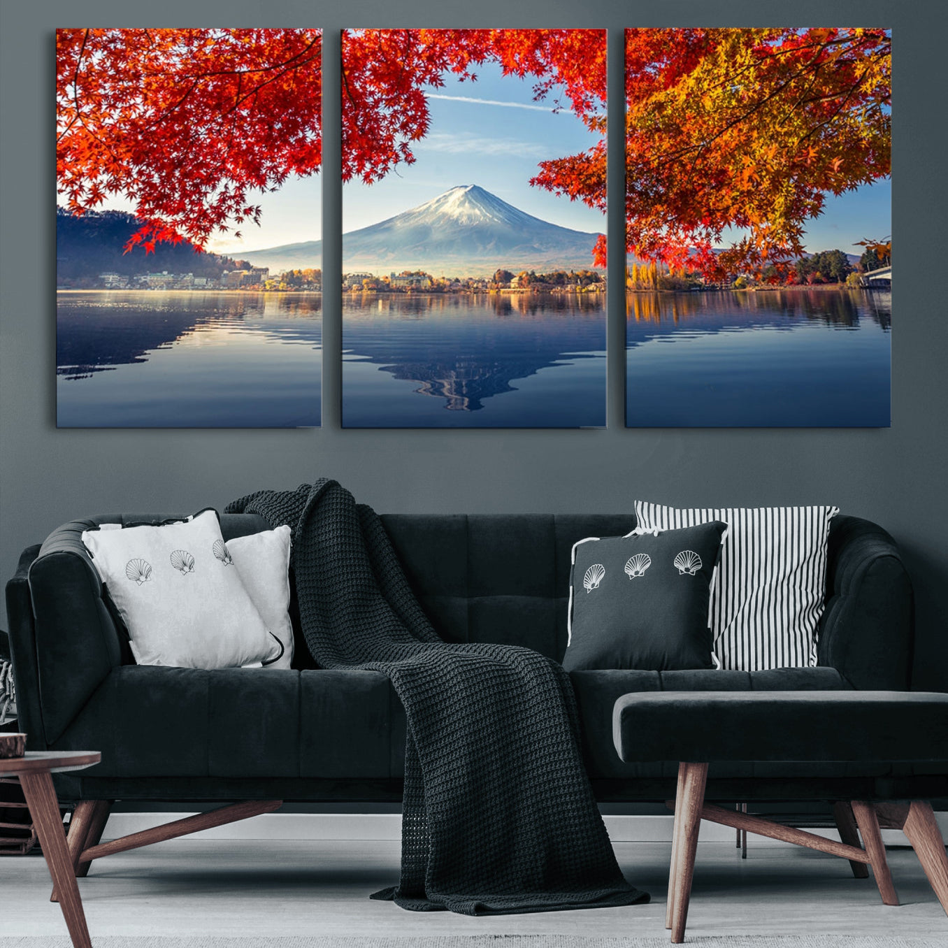 26428-MGV-CV-60X30-3P-Mount Fuji Canvas Wall Art Japan Autumn Mountain Canvas Print Wall Art