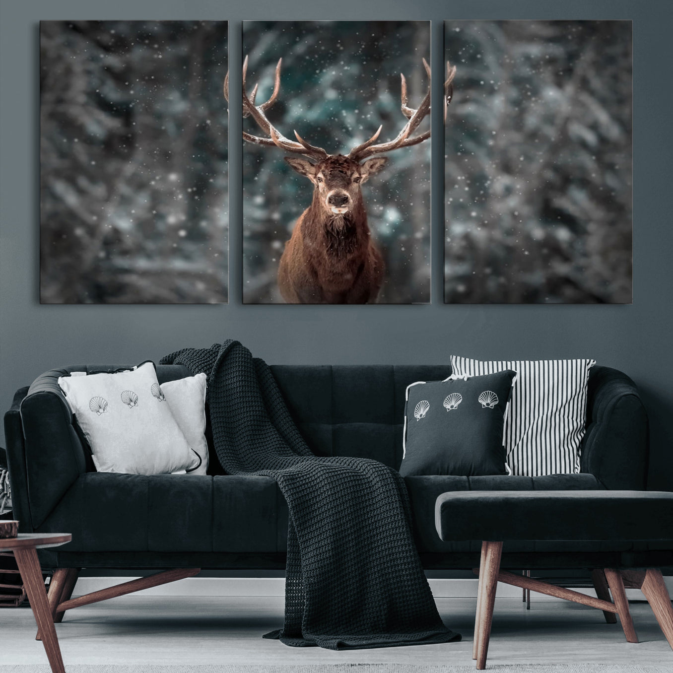 77011-MGV-CV-60X30-3P-Wall Art Deer Art Animal Canvas, Framed Wall Art Deer Canvas Print