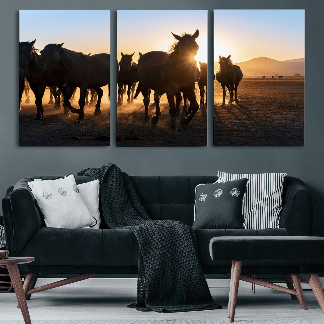 -Horse Herd Wall Art Animal Canvas Print