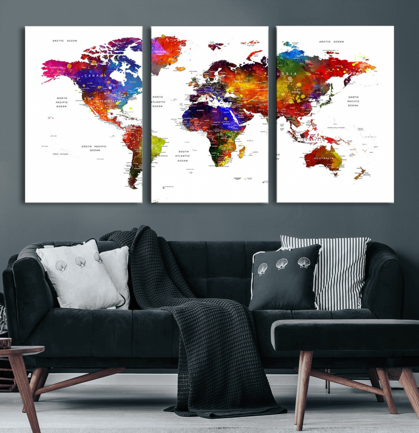 34842-MGV-CV-60X30-3P-Push Pin World Map Canvas Print – Travel Tracker Wall Art for Couples, Perfect Anniversary Gift for Home or Office Decor