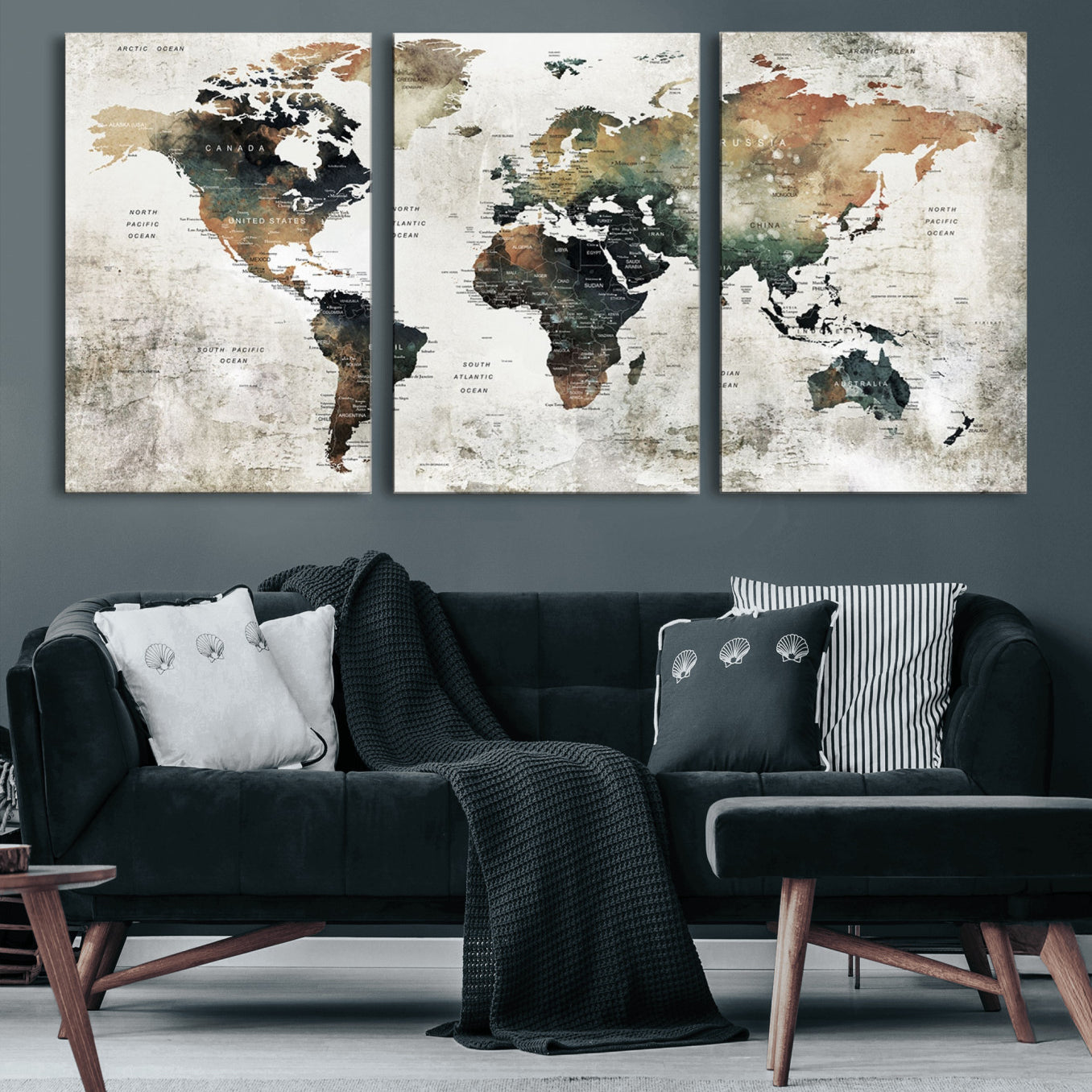 19444-MGV-CV-60X30-3P-Push Pin World Map Canvas Print – Travel Tracker Wall Art for Couples, Perfect Anniversary Gift for Home or Office Decor