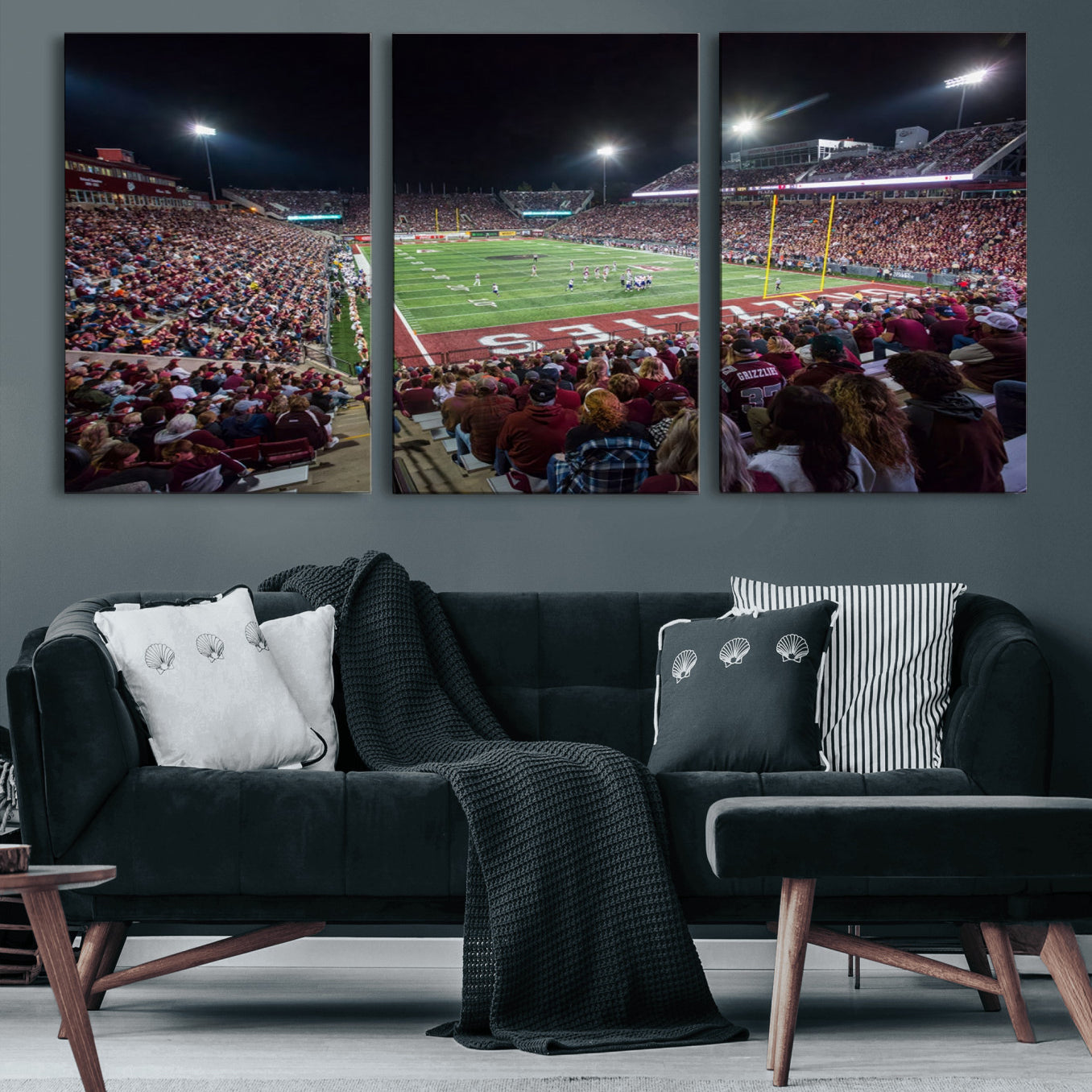 56191-MGV-CV-60X30-3P-American Football Wall Art Canvas Print Framed Stadium Sport Wall Art Print Iconic Game Day Decor for Home, Office