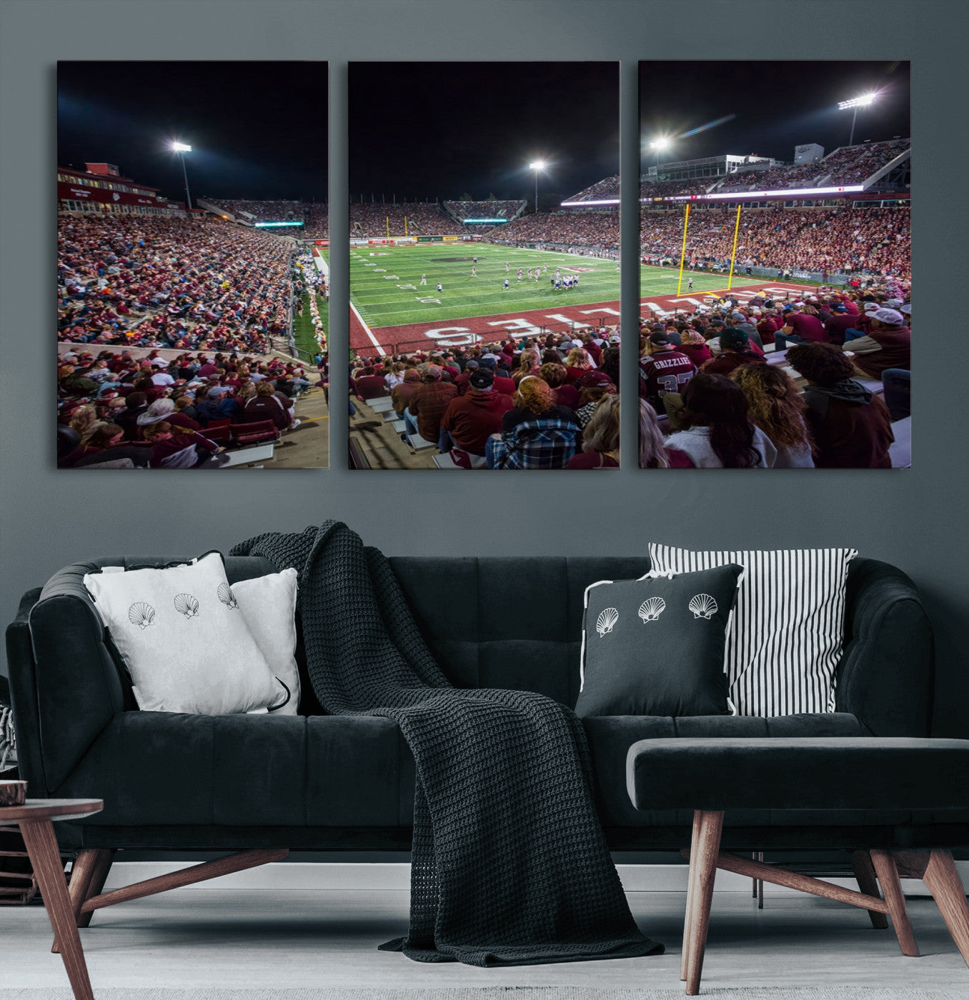 56191-MGV-CV-60X30-3P-American Football Wall Art Canvas Print Framed Stadium Sport Wall Art Print Iconic Game Day Decor for Home, Office